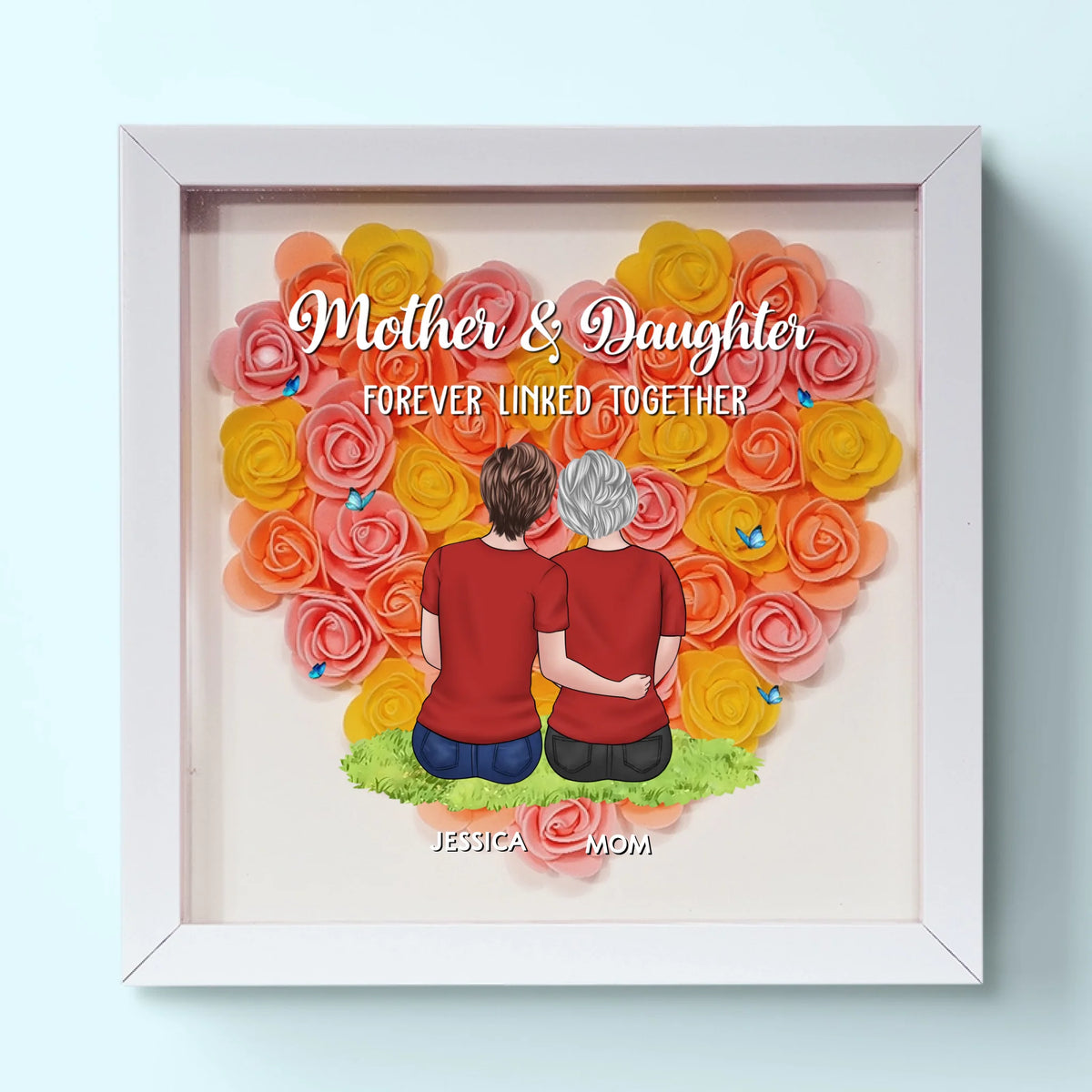 The Bond We Share Is My Greatest Gift - Family Personalized Custom Flower Shadow Box - Gift For Mom, Grandma