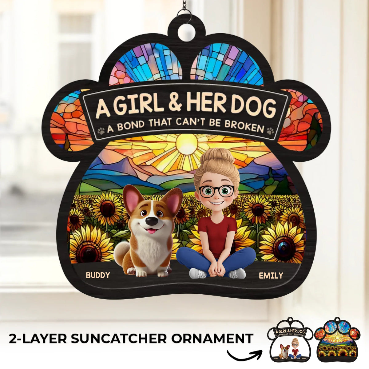 Fur, Love, And A Best Friend For Life - Dog Personalized Window Hanging Suncatcher Ornament - Gift For Pet Owners, Pet Lovers