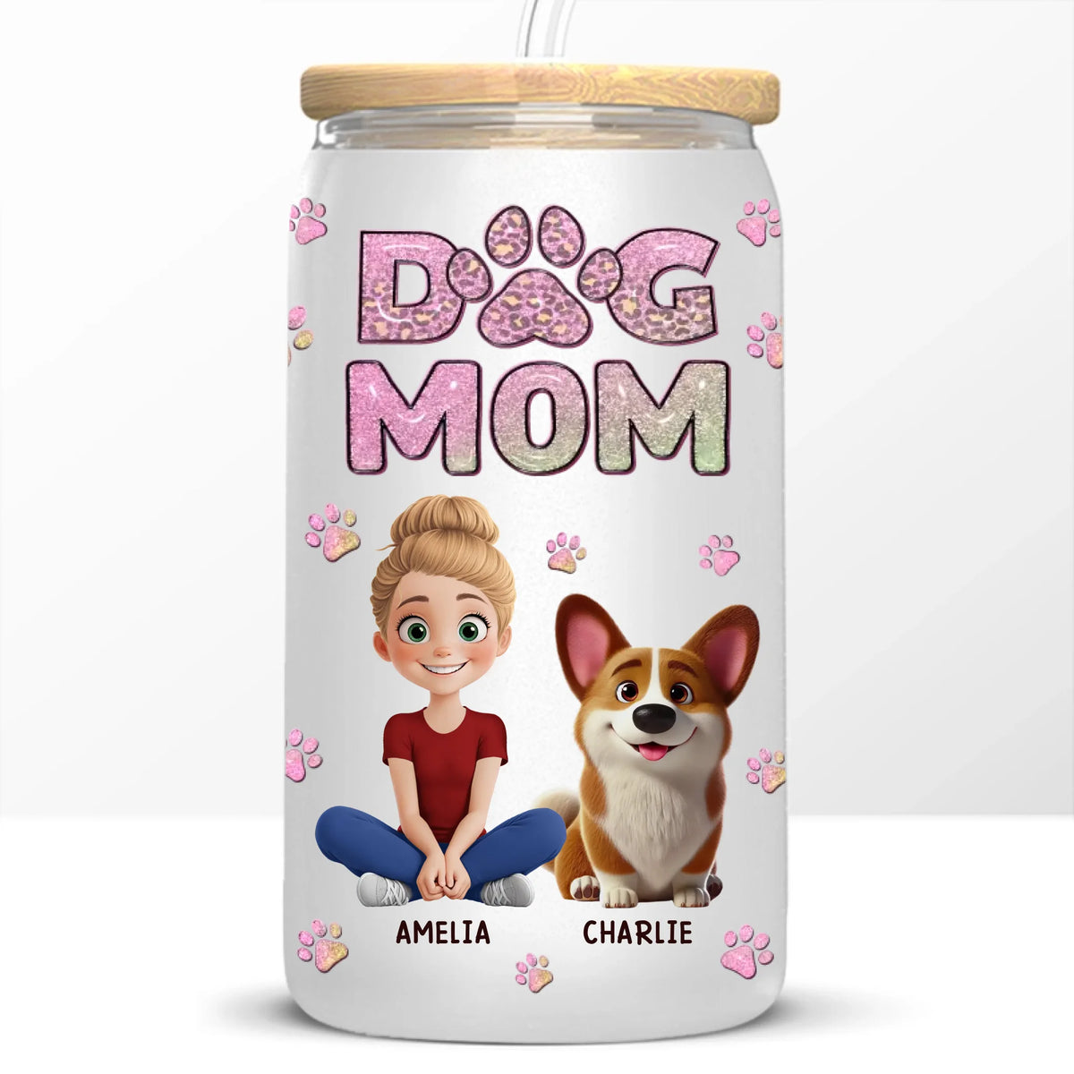 Fur Mama And Loving It - Dog & Cat Personalized Custom Glass Cup, Iced Coffee Cup -  Gift For Pet Owners, Pet Lovers