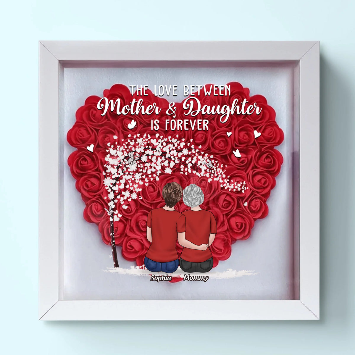 Behind Every Strong Daughter Is A Truly Amazing Mom - Family Personalized Custom Flower Shadow Box - Mother's Day, Gift For Mom, Grandma