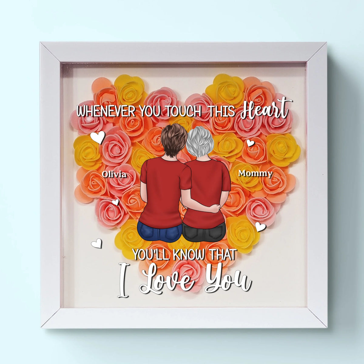 Mom And Daughter Forever - Family Personalized Custom Flower Shadow Box - Mother's Day, Gift For Mom, Grandma
