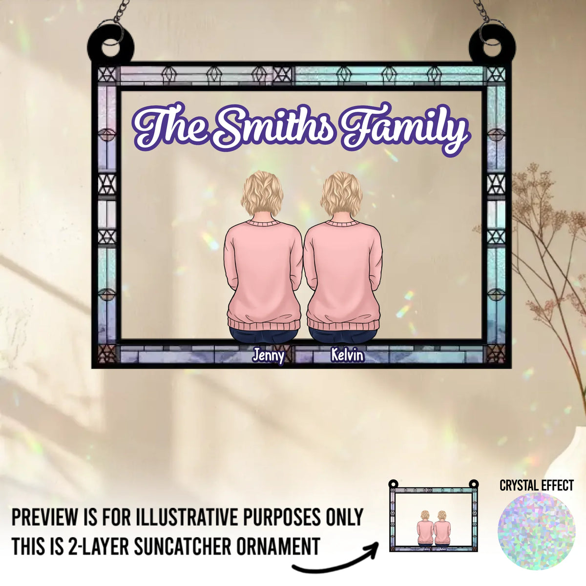 Time Together As A Family Is A Gift - Family Personalized Window Hanging Suncatcher - Gift For Family Members