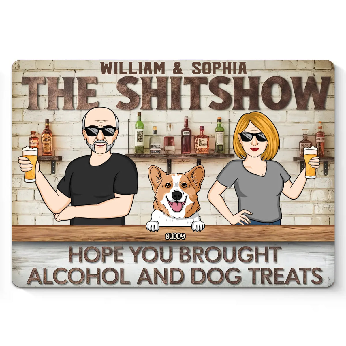 Paws And Party Time - Dog Personalized Custom Home Decor Metal Sign - House Warming Gift For Pet Owners, Pet Lovers