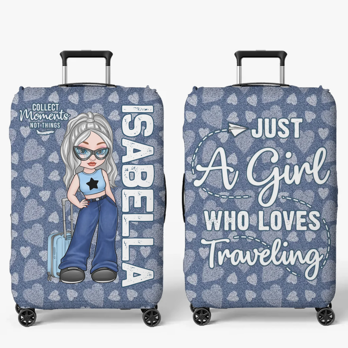 Perfect For The Traveler Who Follows Their Heart - Travel Personalized Custom Luggage Cover - Summer Vacation Gift, Gift For Adventure Travel Lovers