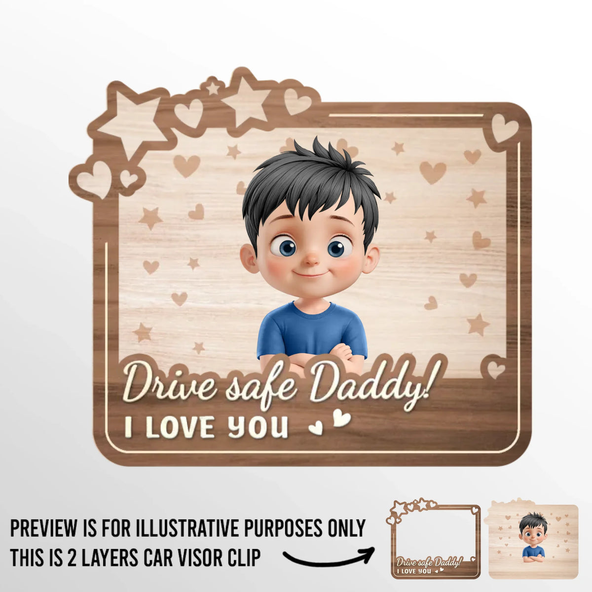 Drive Safe Daddy, I Love You - Family Personalized Custom Car Visor Clip - Gift For Family Members