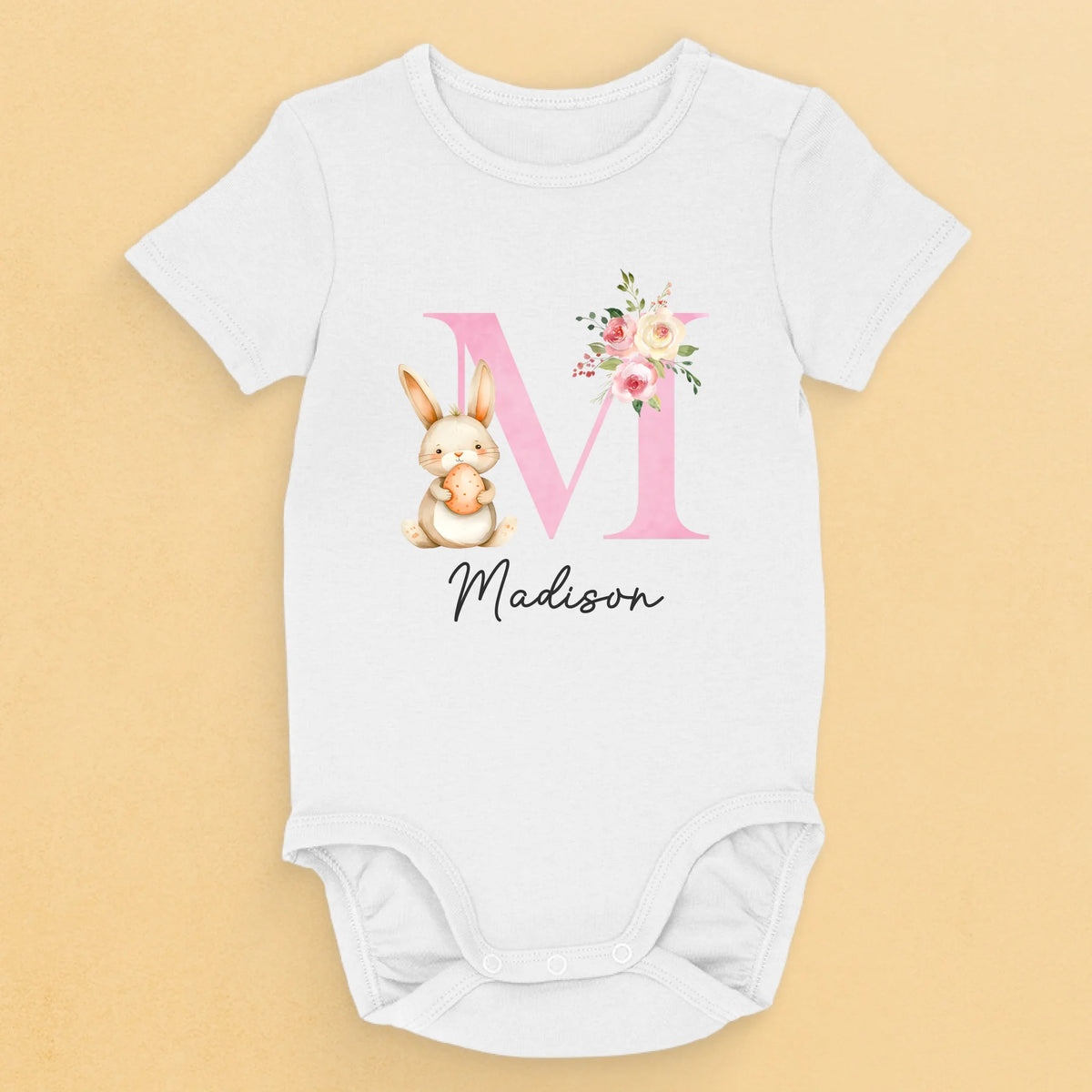 Dapper Bunny, First Easter - Family Personalized Custom Baby Onesie - Easter Gift For Baby Kids, Newborn Baby