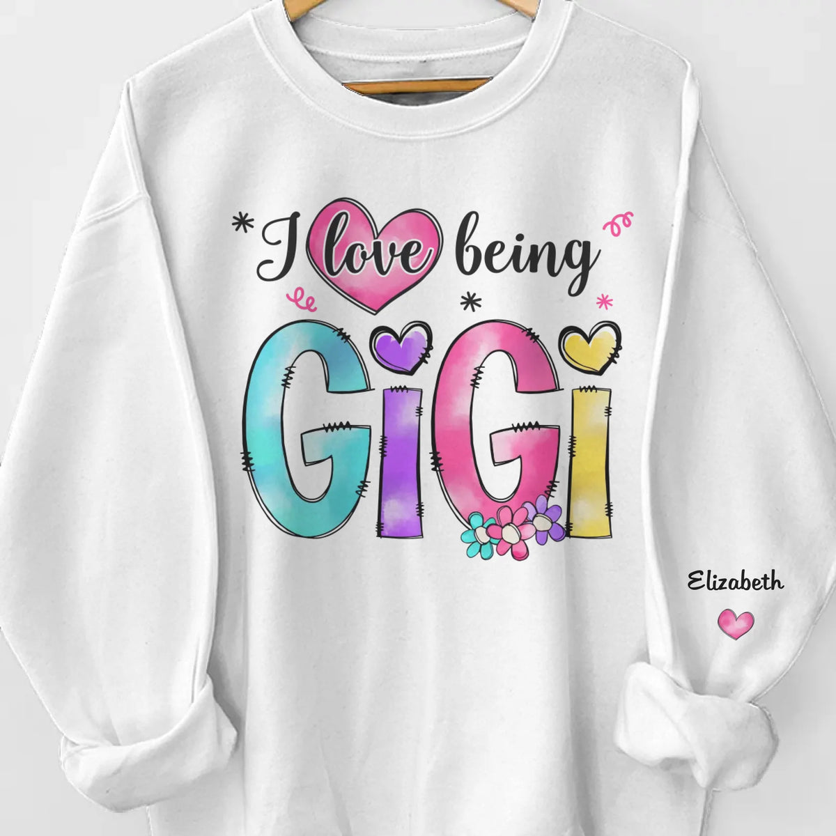 Love My Grandbabies - Family Personalized Custom Unisex Sweatshirt, Hoodie With Design On Sleeve - Mother's Day, Gift For Mom, Grandma