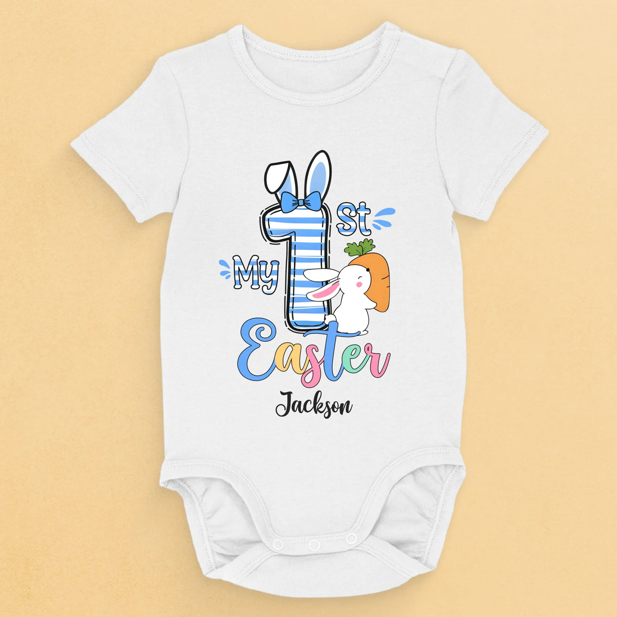 First Easter, Bunny Approved - Family Personalized Custom Baby Onesie - Easter Gift For Baby Kids, Newborn Baby