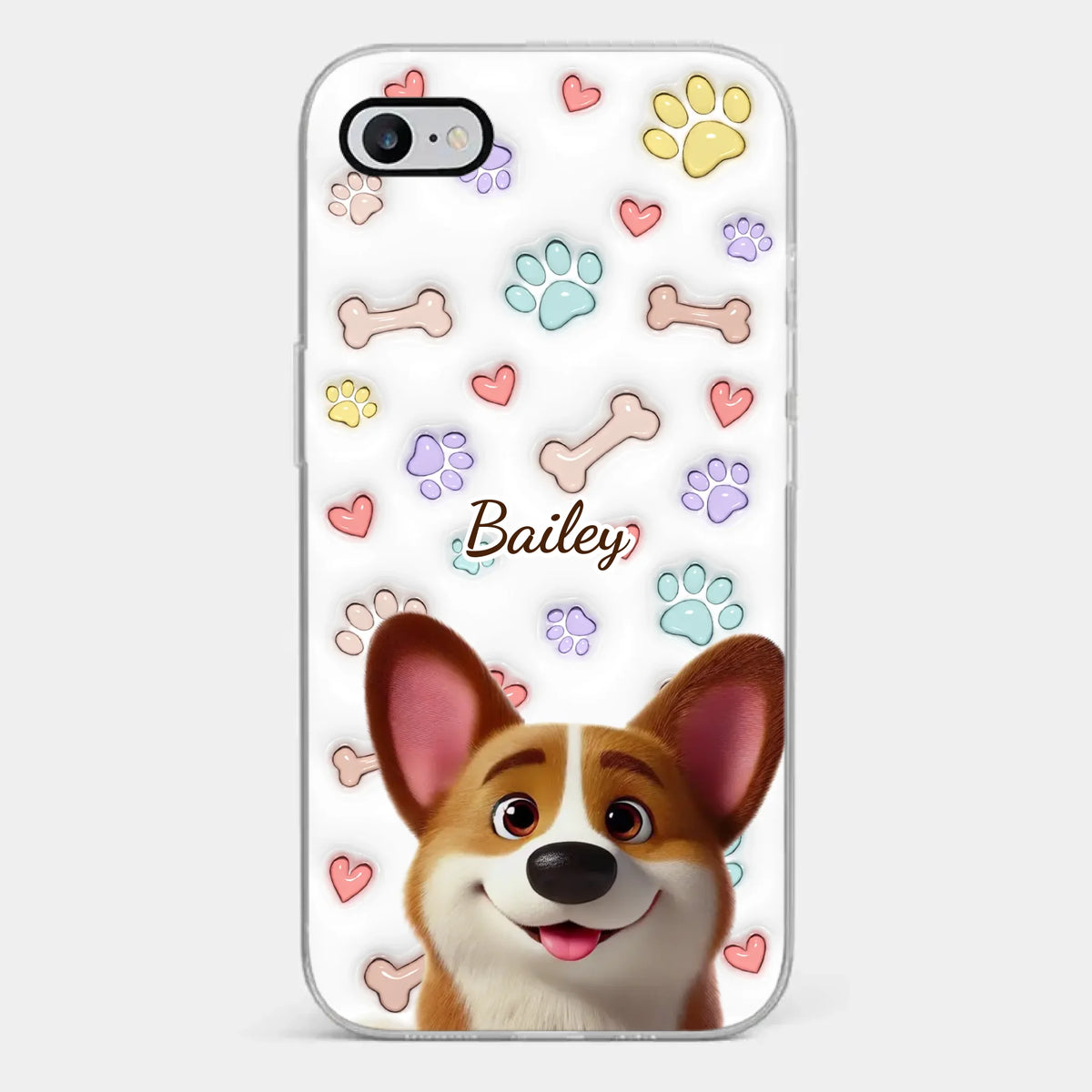 Four Paws, One Heart - Dog Personalized Custom 3D Inflated Effect Printed Clear Phone Case - Gift For Pet Owners, Pet Lovers