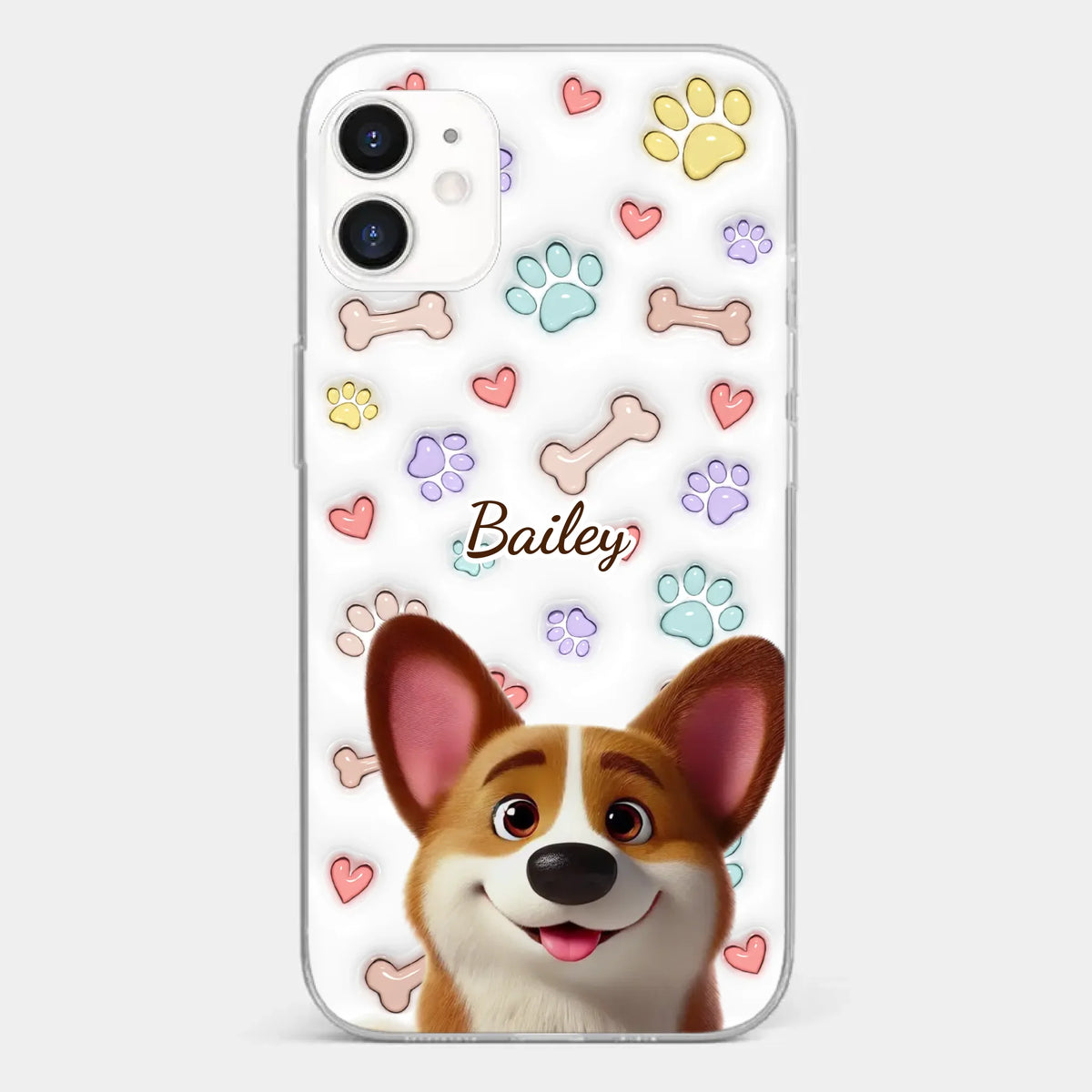 Four Paws, One Heart - Dog Personalized Custom 3D Inflated Effect Printed Clear Phone Case - Gift For Pet Owners, Pet Lovers