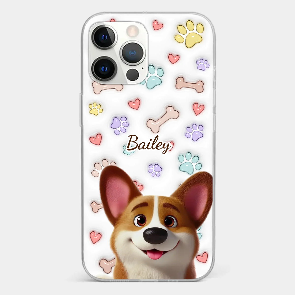 Four Paws, One Heart - Dog Personalized Custom 3D Inflated Effect Printed Clear Phone Case - Gift For Pet Owners, Pet Lovers