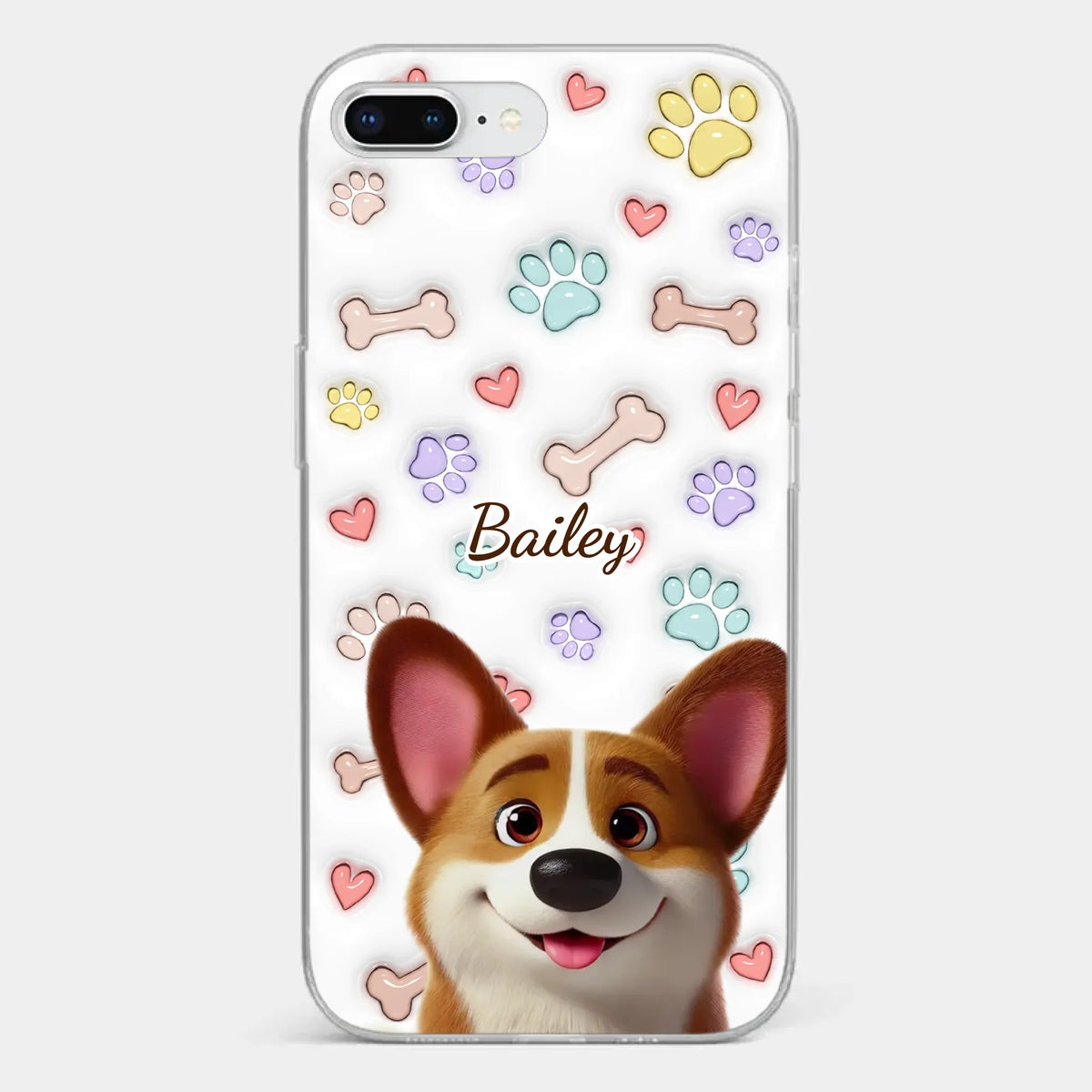 Four Paws, One Heart - Dog Personalized Custom 3D Inflated Effect Printed Clear Phone Case - Gift For Pet Owners, Pet Lovers