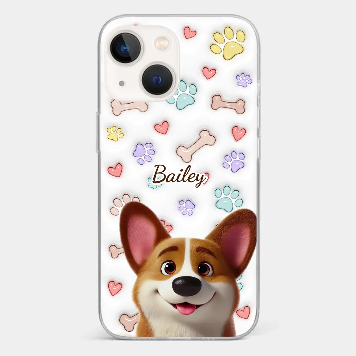 Four Paws, One Heart - Dog Personalized Custom 3D Inflated Effect Printed Clear Phone Case - Gift For Pet Owners, Pet Lovers