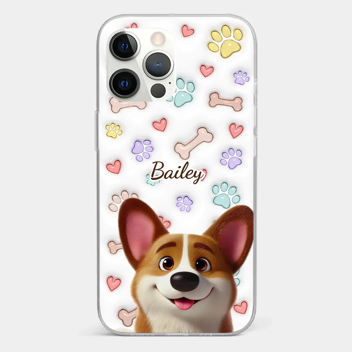 Four Paws, One Heart - Dog Personalized Custom 3D Inflated Effect Printed Clear Phone Case - Gift For Pet Owners, Pet Lovers