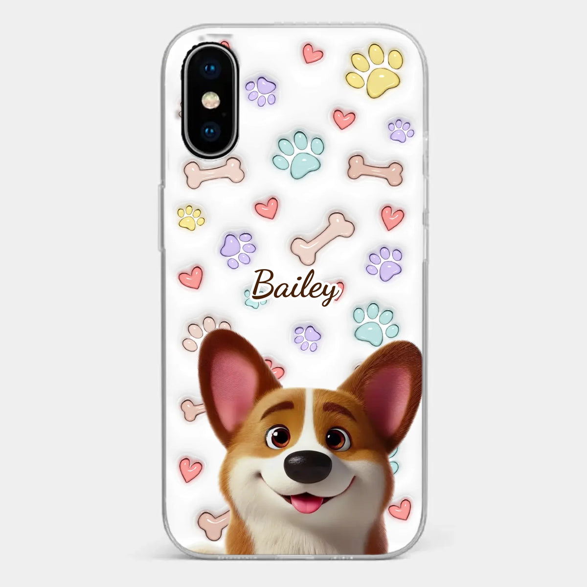 Four Paws, One Heart - Dog Personalized Custom 3D Inflated Effect Printed Clear Phone Case - Gift For Pet Owners, Pet Lovers