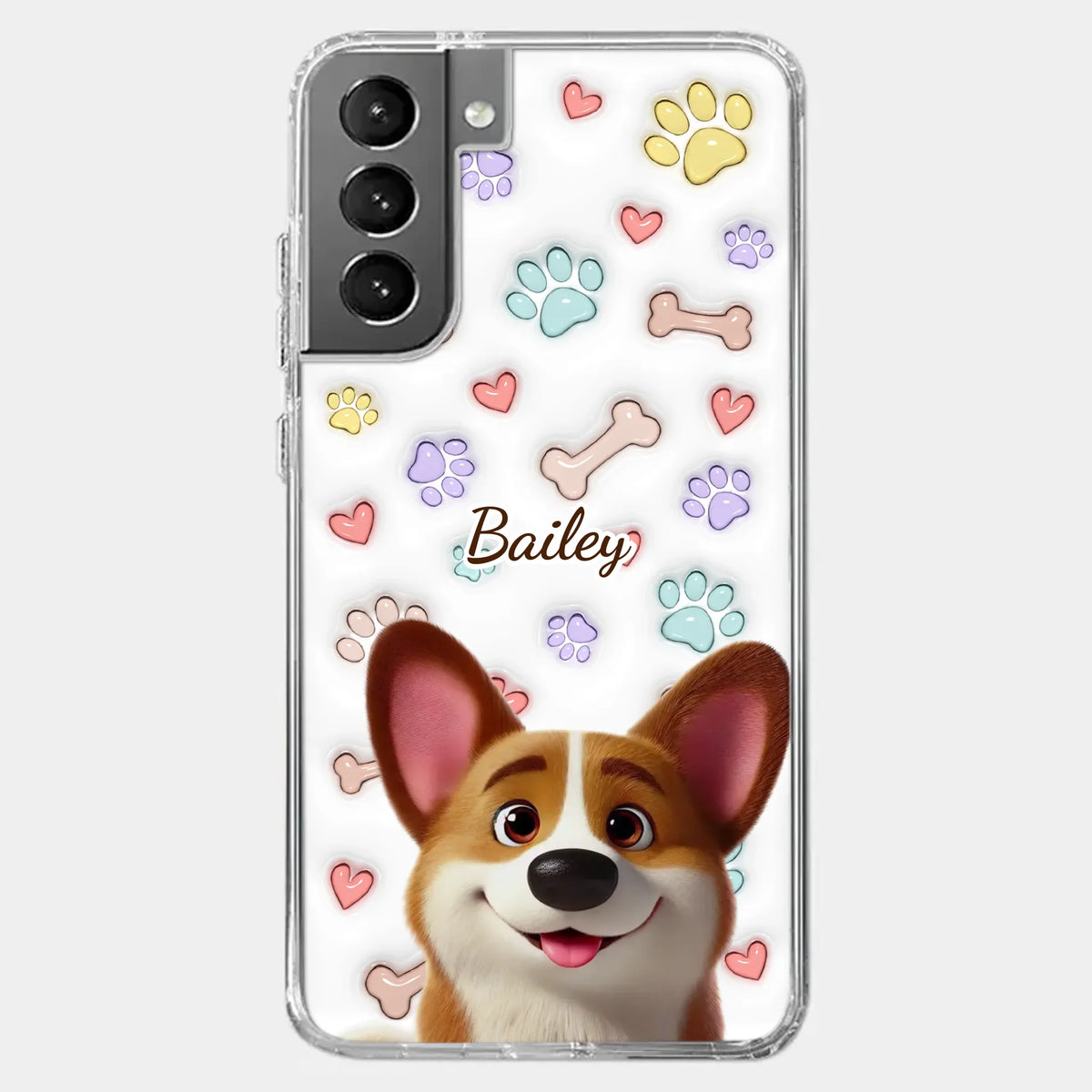 Four Paws, One Heart - Dog Personalized Custom 3D Inflated Effect Printed Clear Phone Case - Gift For Pet Owners, Pet Lovers