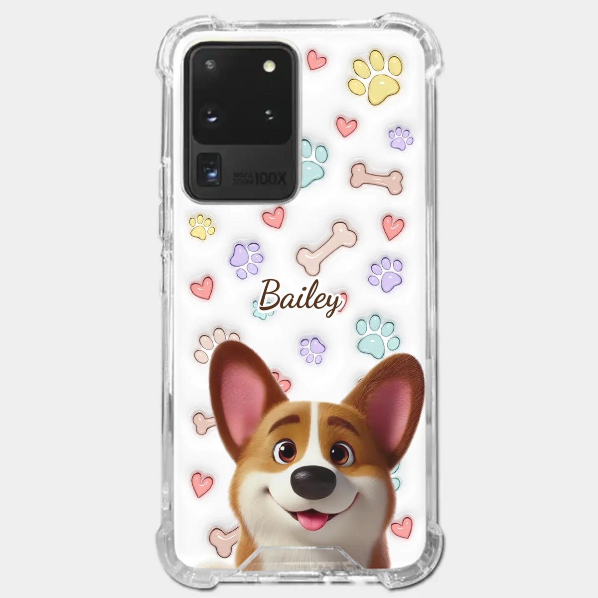 Four Paws, One Heart - Dog Personalized Custom 3D Inflated Effect Printed Clear Phone Case - Gift For Pet Owners, Pet Lovers