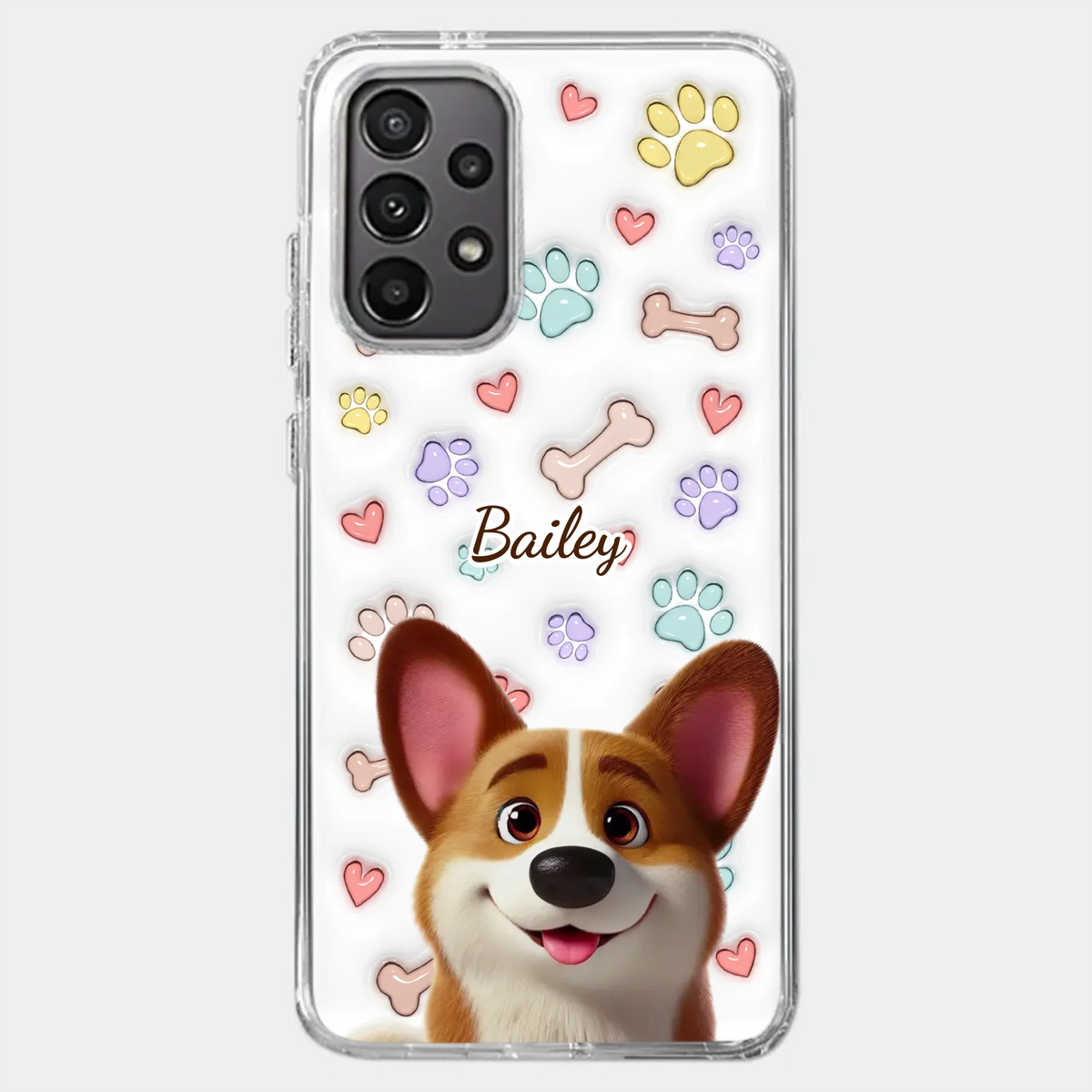 Four Paws, One Heart - Dog Personalized Custom 3D Inflated Effect Printed Clear Phone Case - Gift For Pet Owners, Pet Lovers