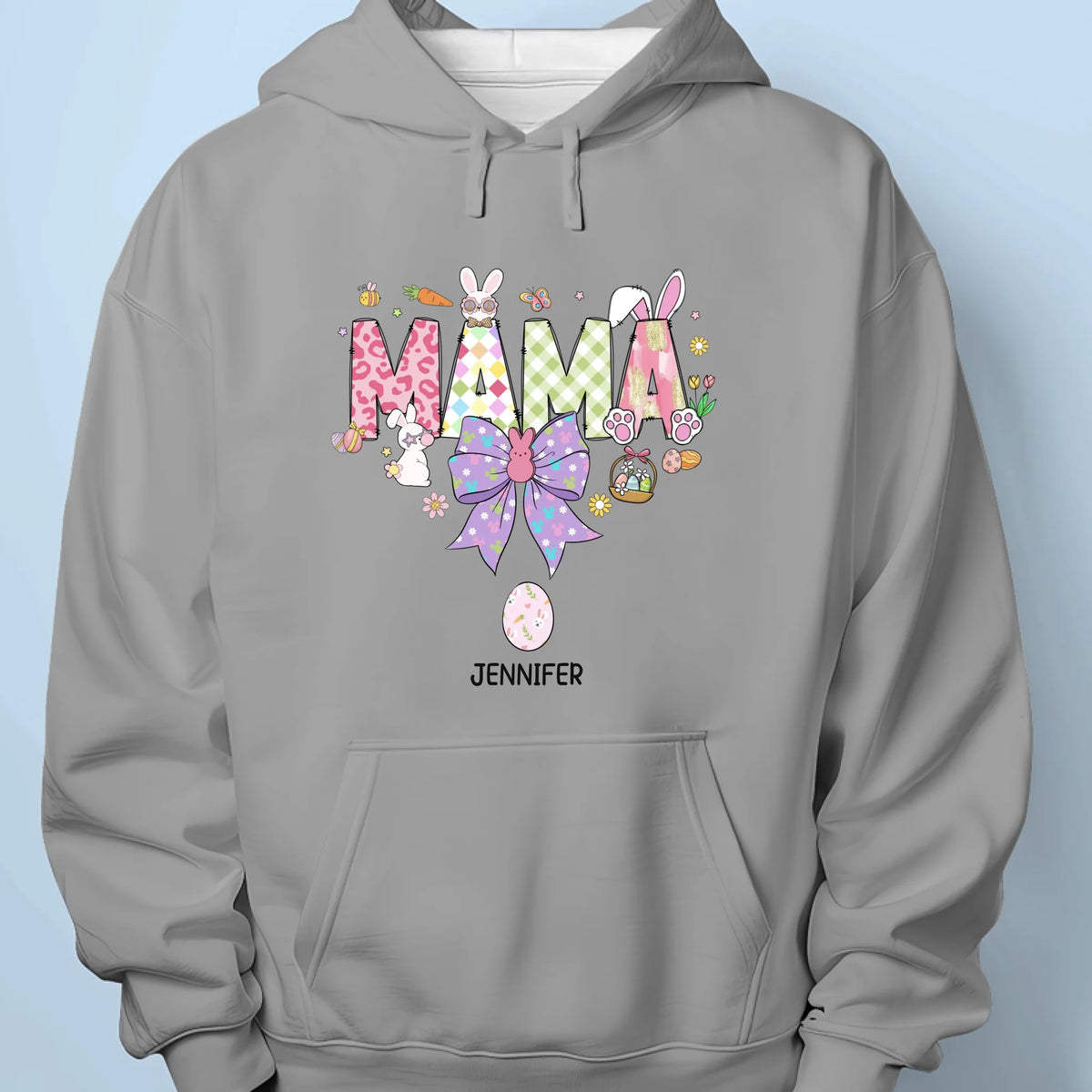 Mama Bunny Loves Her Peeps - Family Personalized Custom Unisex T-shirt, Premium T-shirt, Hoodie - Easter Gift For Mom, Grandma