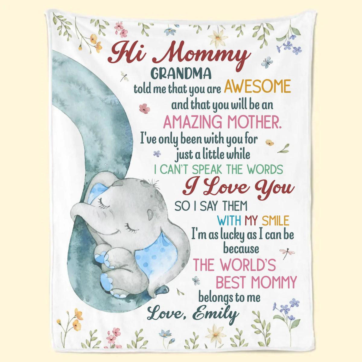 The World's Best Mommy - Family Personalized Custom Blanket - Mother's Day, Baby Shower Gift, Gift For First Mom