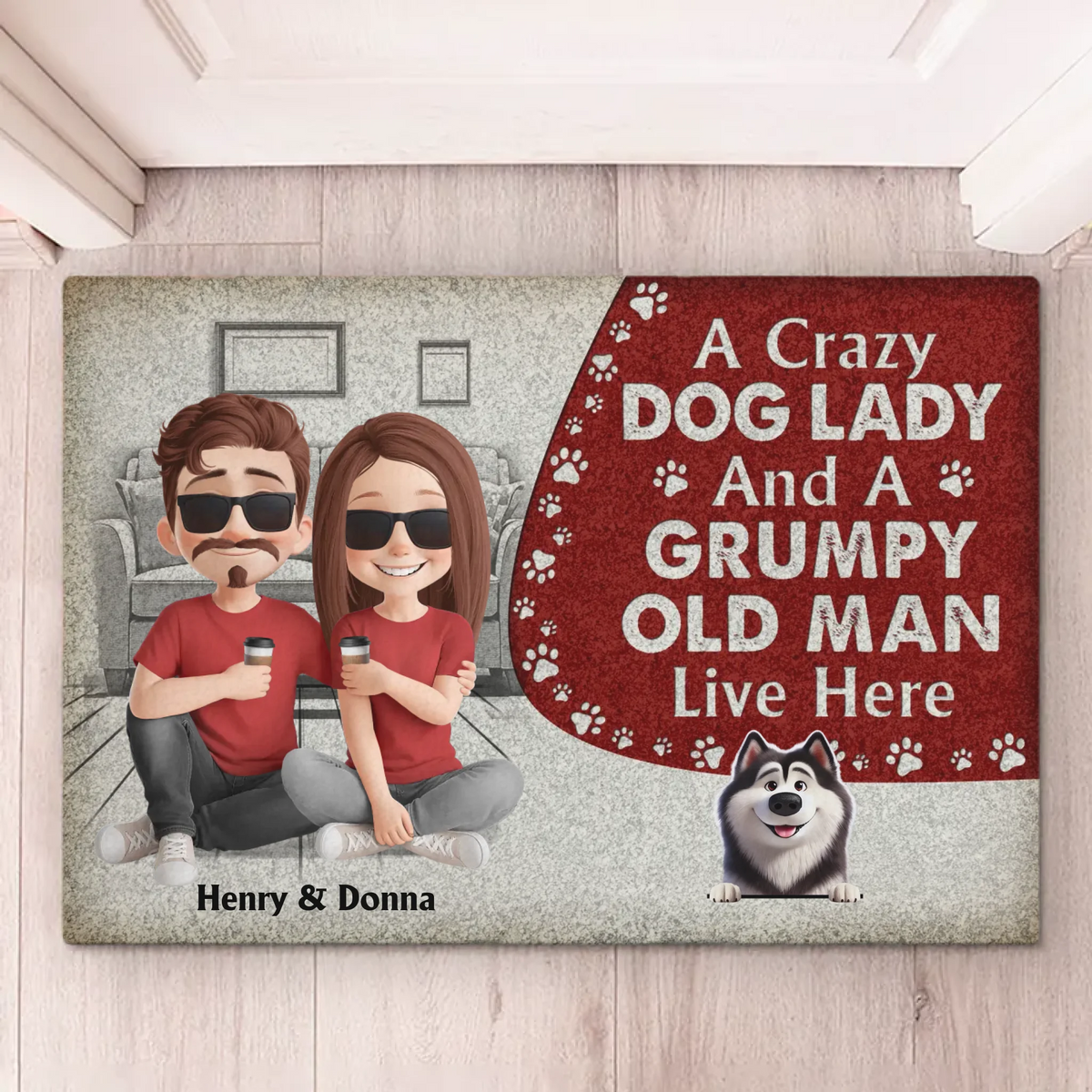 Messy Paws, Happy Hearts - Dog Personalized Custom Home Decor Decorative Mat - House Warming Gift For Pet Owners, Pet Lovers