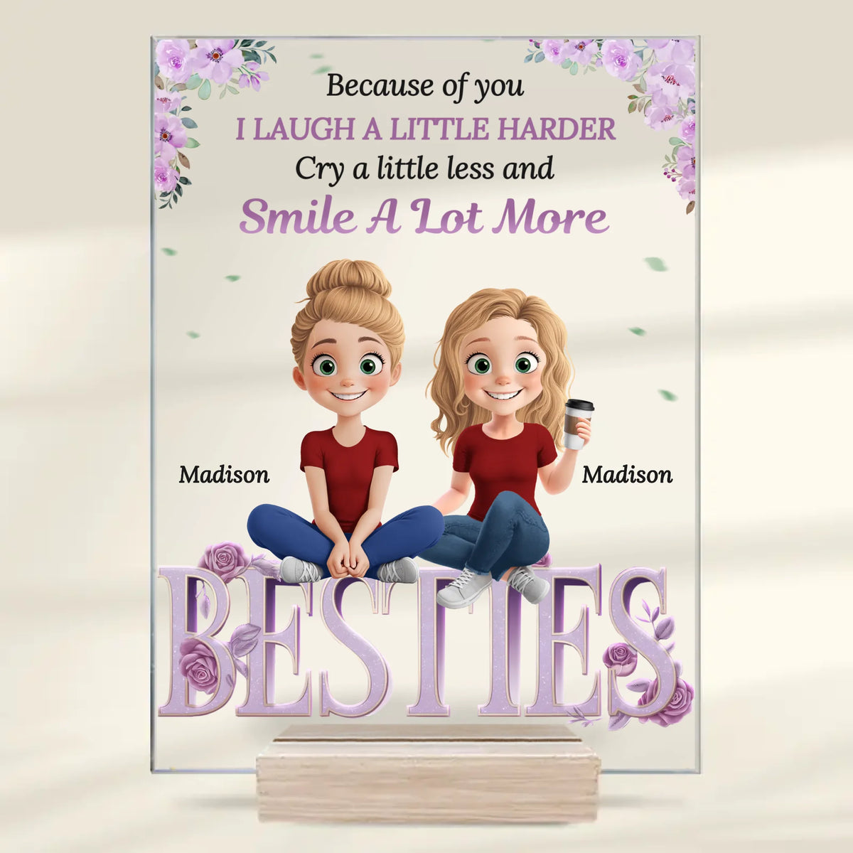 Together, Always Stronger - Bestie Personalized Custom Rectangle Shaped Acrylic Plaque - Gift For Best Friends, BFF, Sisters