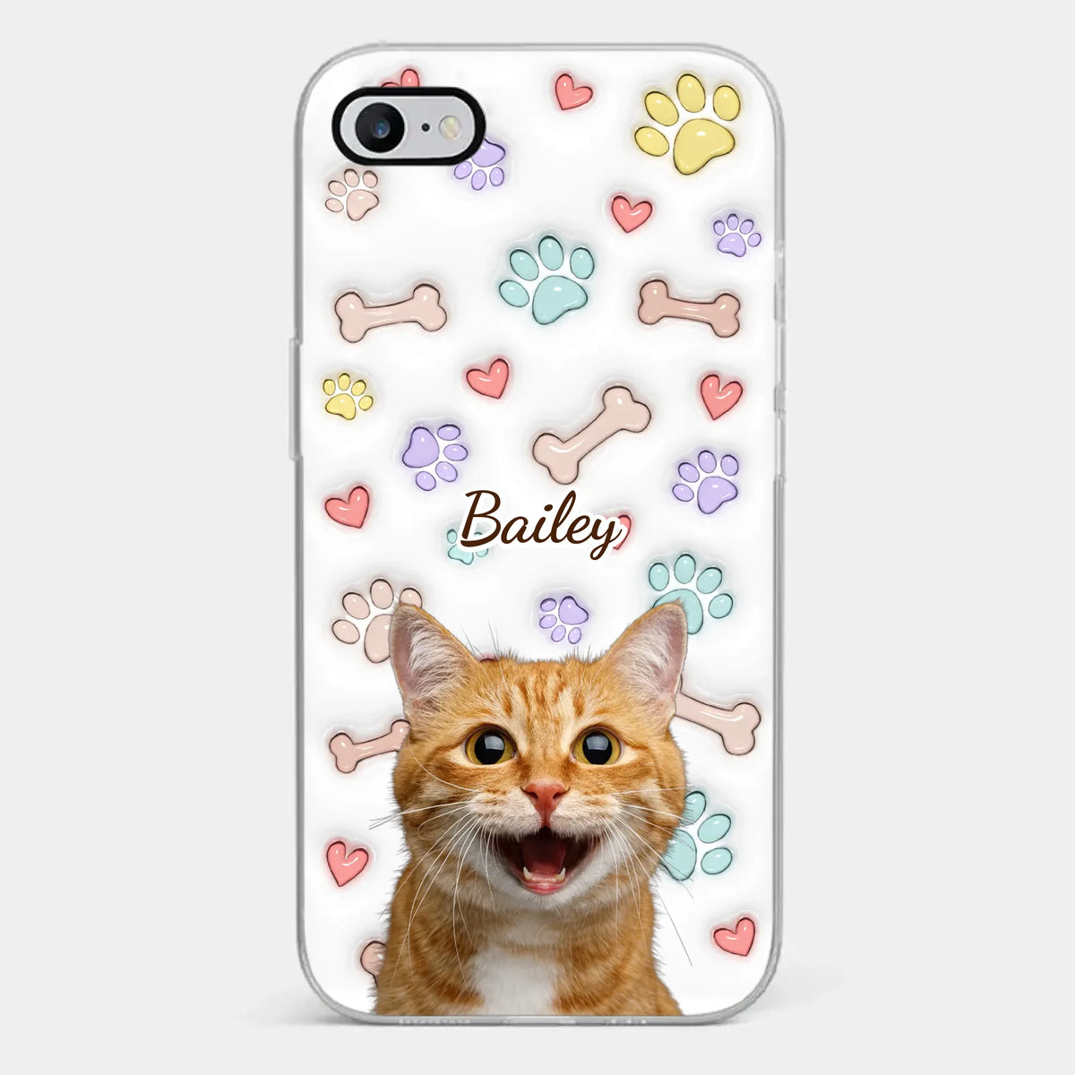 Custom Photo Keep Calm And Pet A Cat - Dog & Cat Personalized Custom 3D Inflated Effect Printed Clear Phone Case - Gift For Pet Owners, Pet Lovers