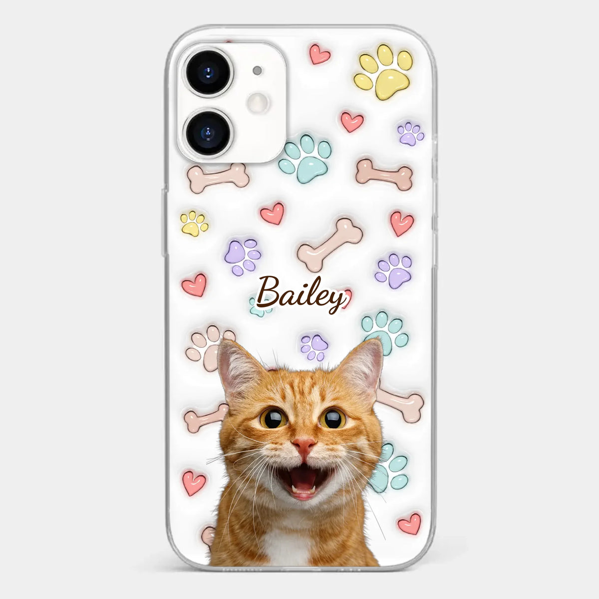 Custom Photo Keep Calm And Pet A Cat - Dog & Cat Personalized Custom 3D Inflated Effect Printed Clear Phone Case - Gift For Pet Owners, Pet Lovers