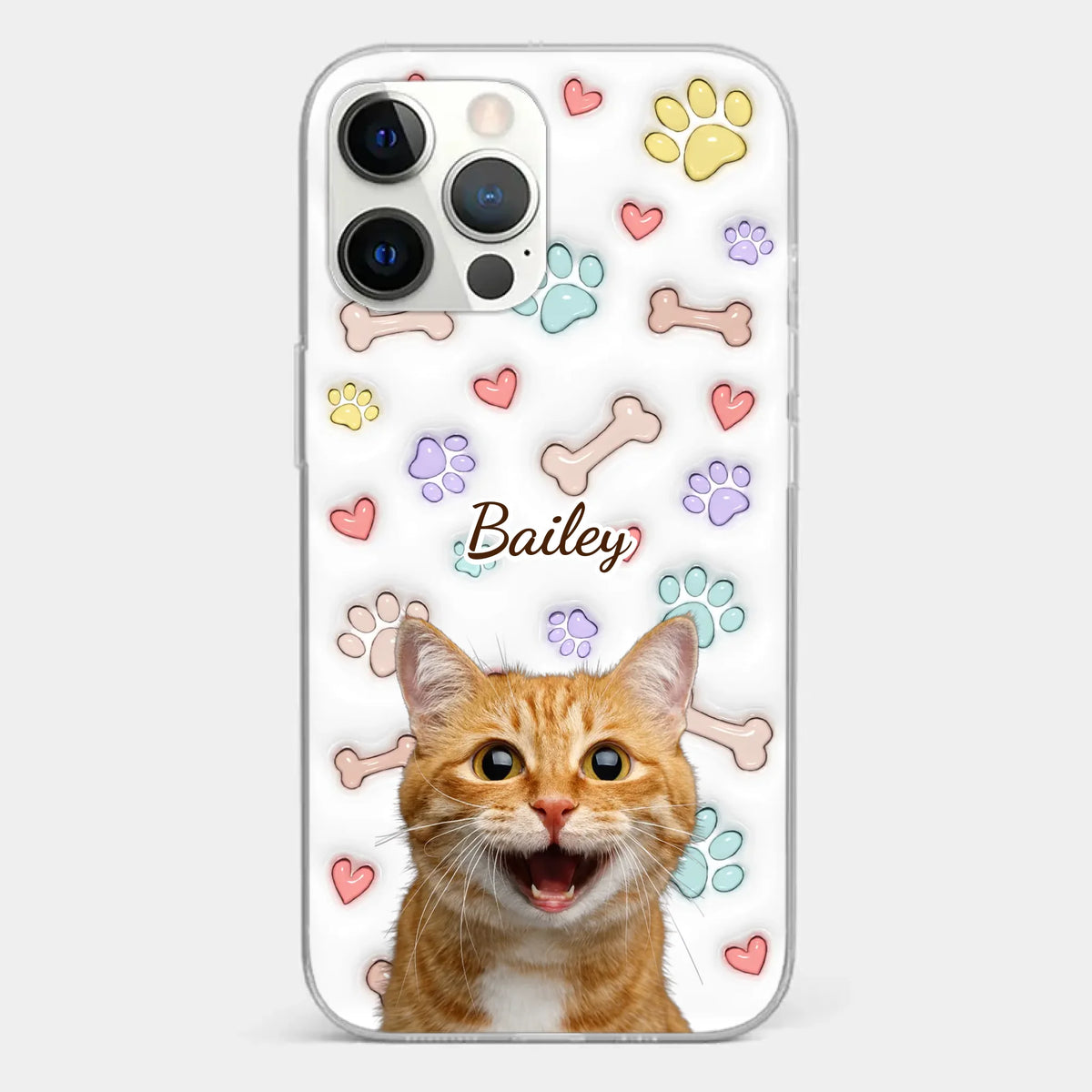 Custom Photo Keep Calm And Pet A Cat - Dog & Cat Personalized Custom 3D Inflated Effect Printed Clear Phone Case - Gift For Pet Owners, Pet Lovers
