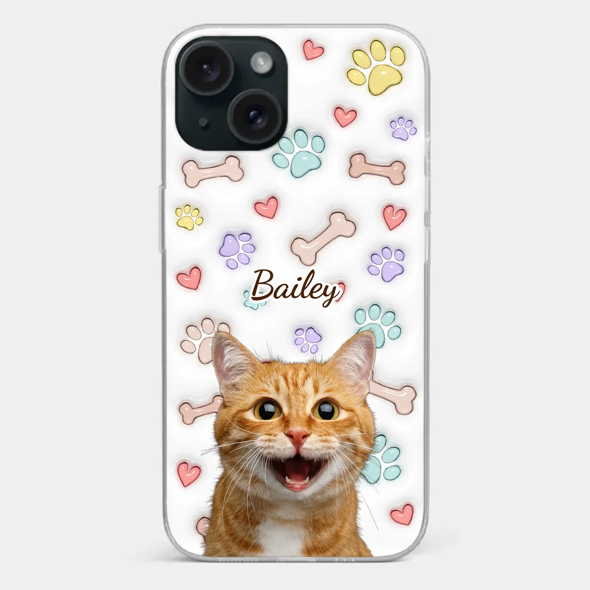 Custom Photo Keep Calm And Pet A Cat - Dog & Cat Personalized Custom 3D Inflated Effect Printed Clear Phone Case - Gift For Pet Owners, Pet Lovers