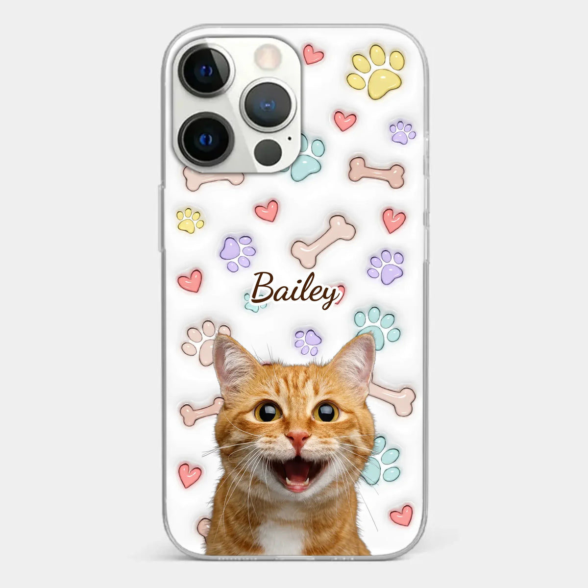 Custom Photo Keep Calm And Pet A Cat - Dog & Cat Personalized Custom 3D Inflated Effect Printed Clear Phone Case - Gift For Pet Owners, Pet Lovers