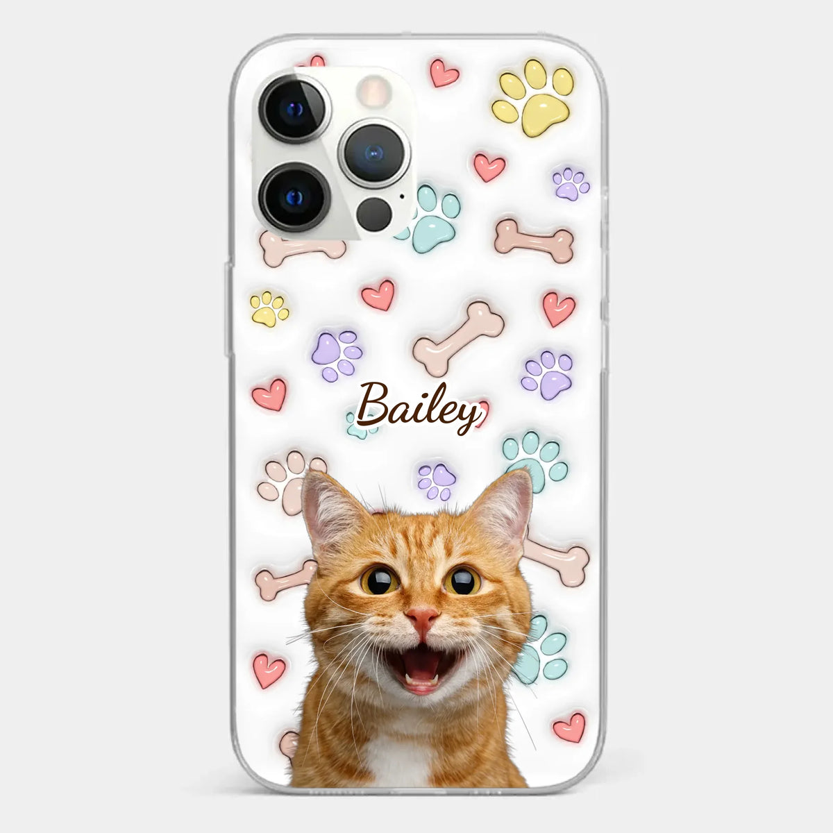 Custom Photo Keep Calm And Pet A Cat - Dog & Cat Personalized Custom 3D Inflated Effect Printed Clear Phone Case - Gift For Pet Owners, Pet Lovers