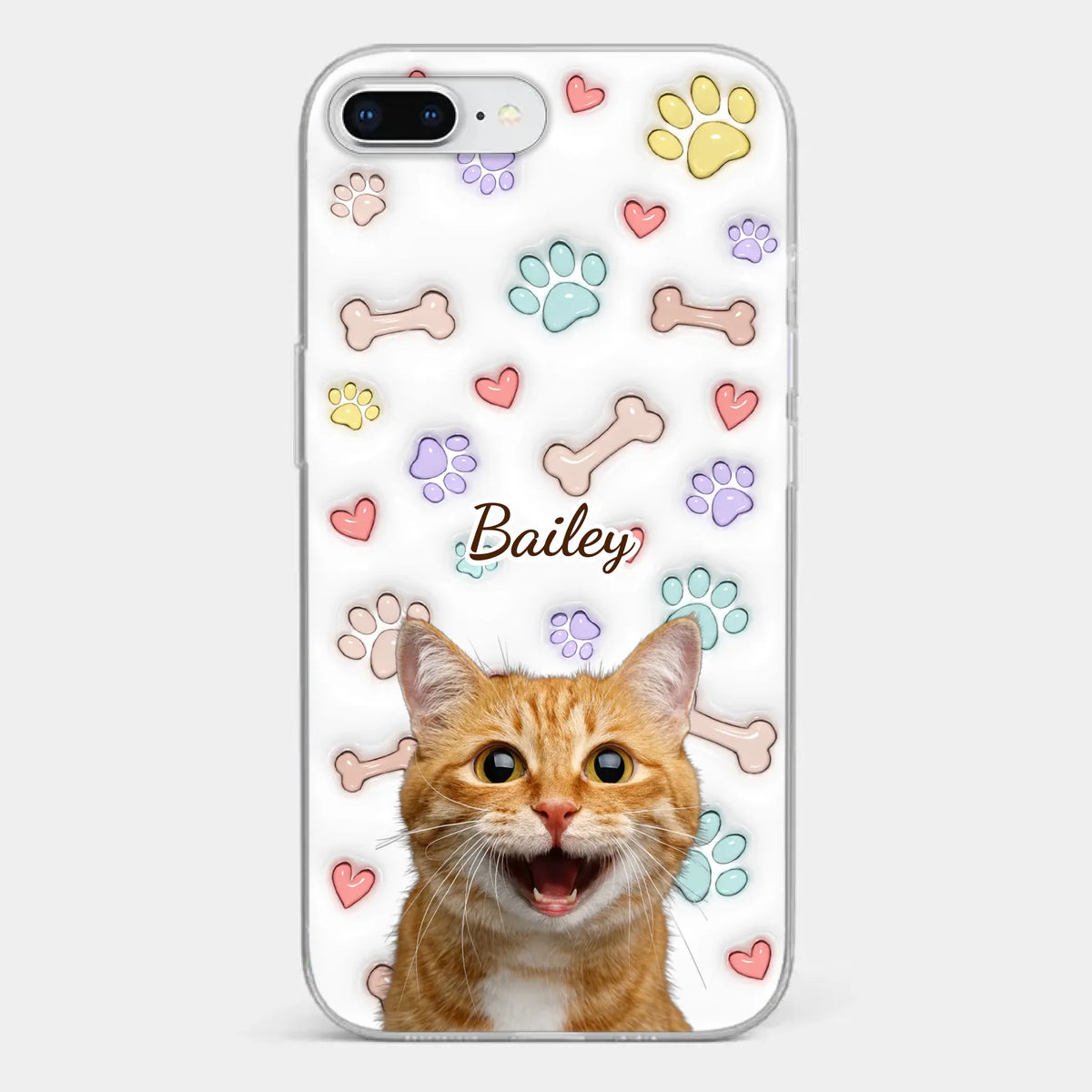 Custom Photo Keep Calm And Pet A Cat - Dog & Cat Personalized Custom 3D Inflated Effect Printed Clear Phone Case - Gift For Pet Owners, Pet Lovers