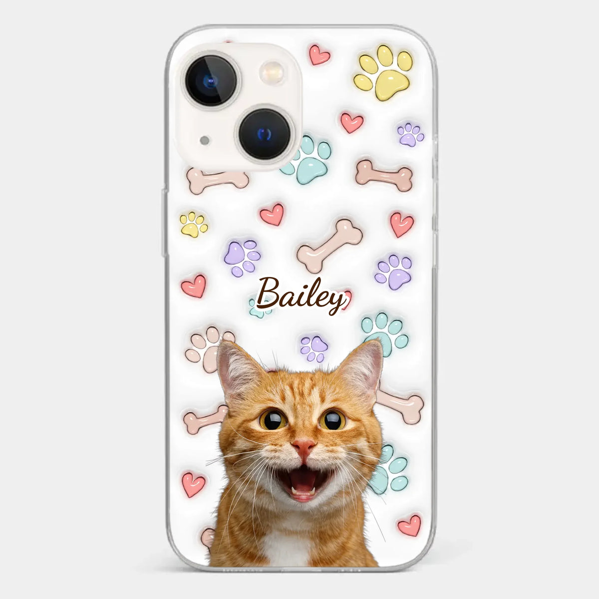 Custom Photo Keep Calm And Pet A Cat - Dog & Cat Personalized Custom 3D Inflated Effect Printed Clear Phone Case - Gift For Pet Owners, Pet Lovers