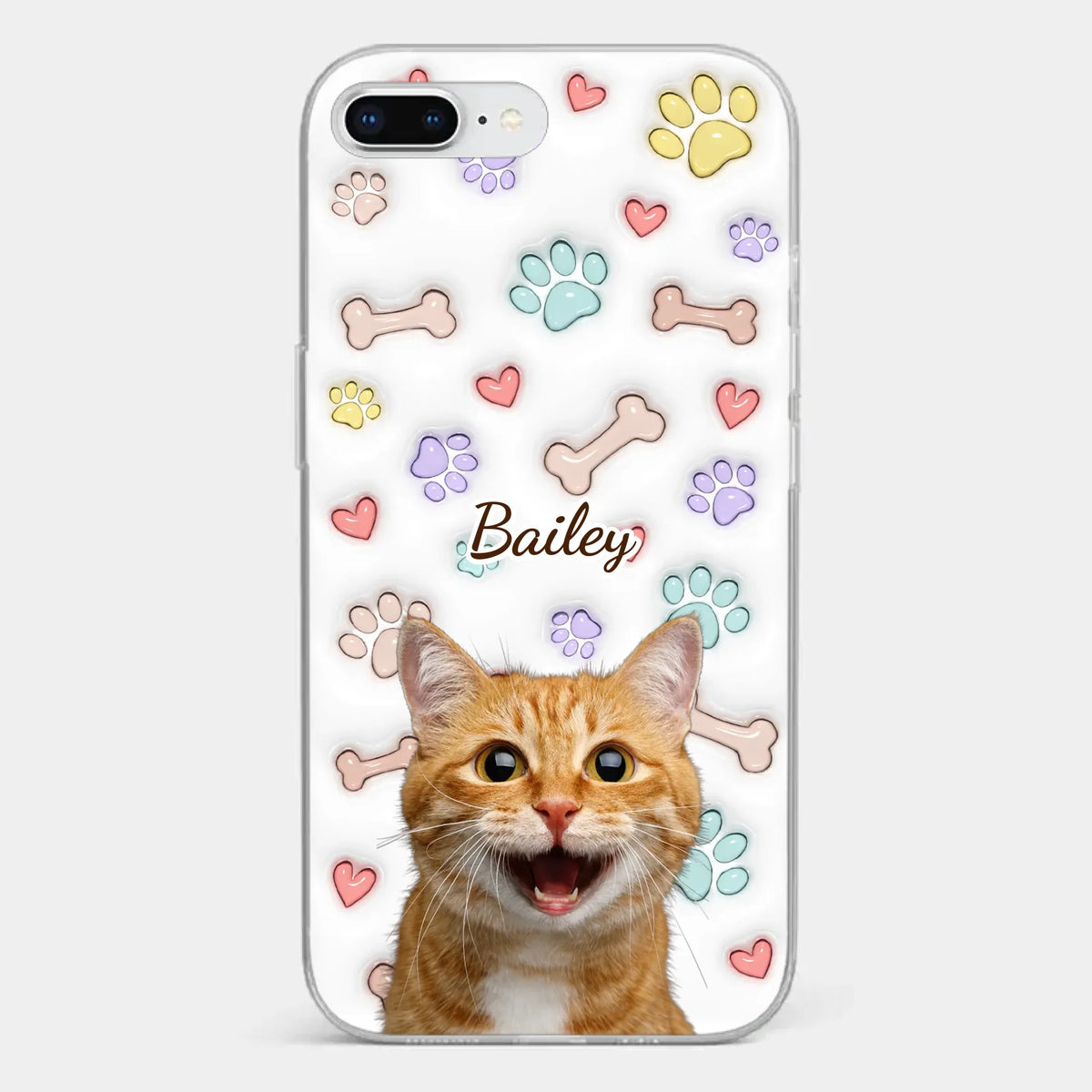 Custom Photo Keep Calm And Pet A Cat - Dog & Cat Personalized Custom 3D Inflated Effect Printed Clear Phone Case - Gift For Pet Owners, Pet Lovers