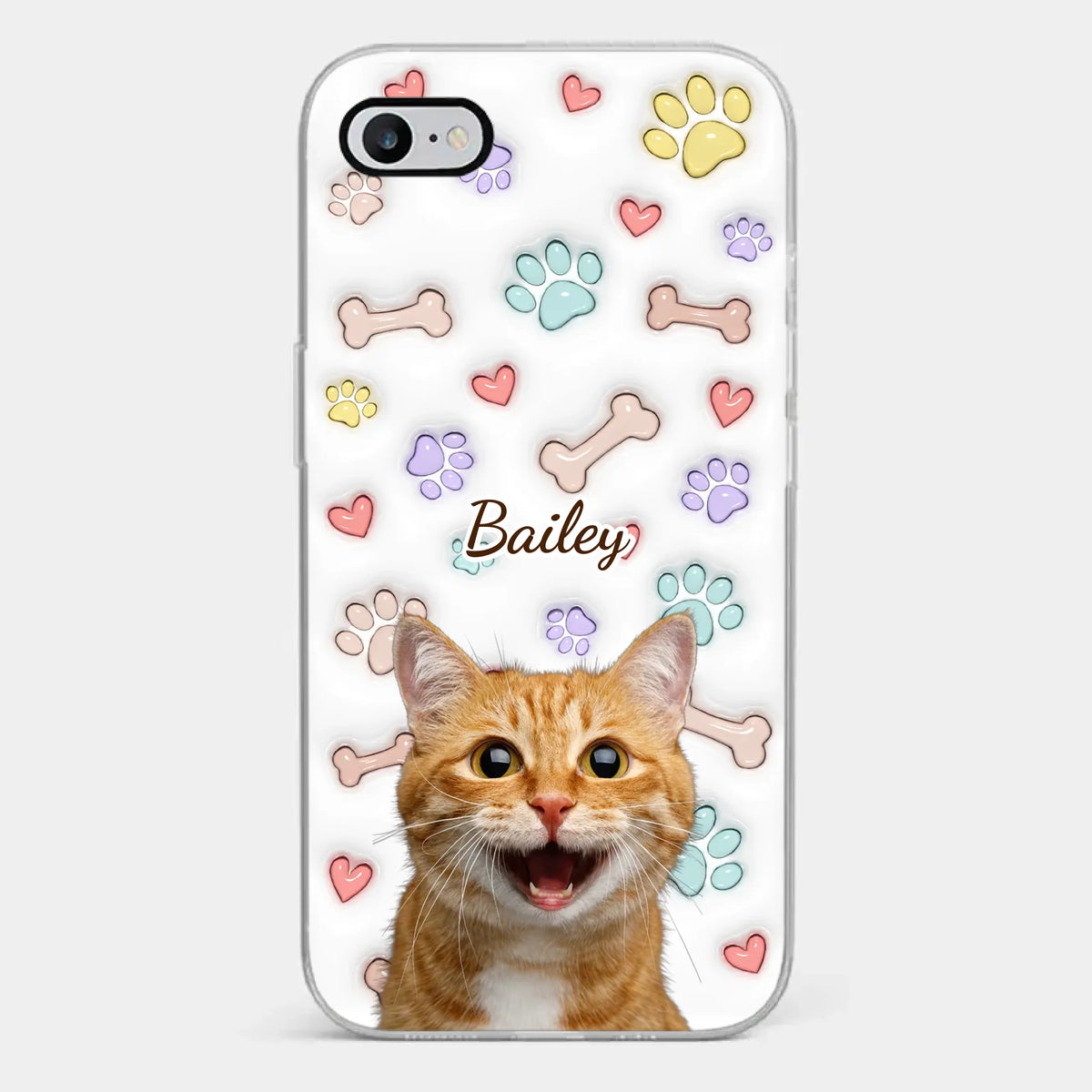 Custom Photo Keep Calm And Pet A Cat - Dog & Cat Personalized Custom 3D Inflated Effect Printed Clear Phone Case - Gift For Pet Owners, Pet Lovers