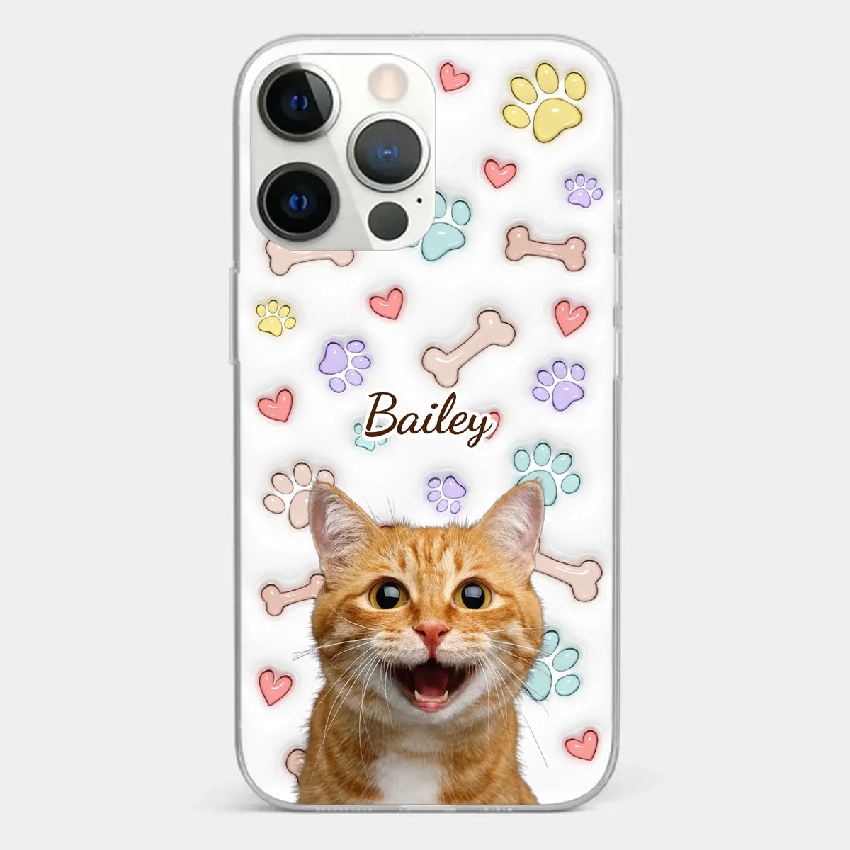 Custom Photo Keep Calm And Pet A Cat - Dog & Cat Personalized Custom 3D Inflated Effect Printed Clear Phone Case - Gift For Pet Owners, Pet Lovers