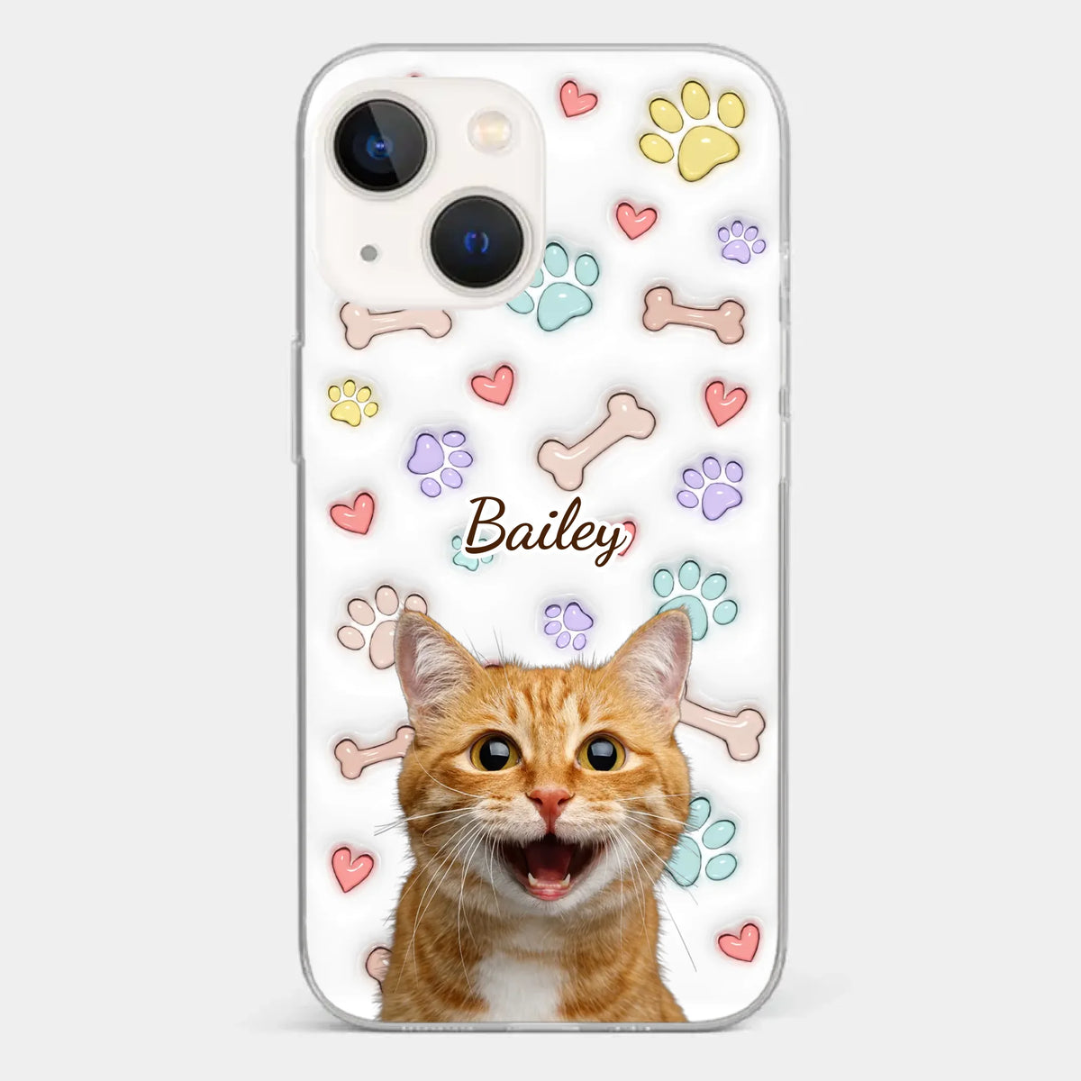 Custom Photo Keep Calm And Pet A Cat - Dog & Cat Personalized Custom 3D Inflated Effect Printed Clear Phone Case - Gift For Pet Owners, Pet Lovers
