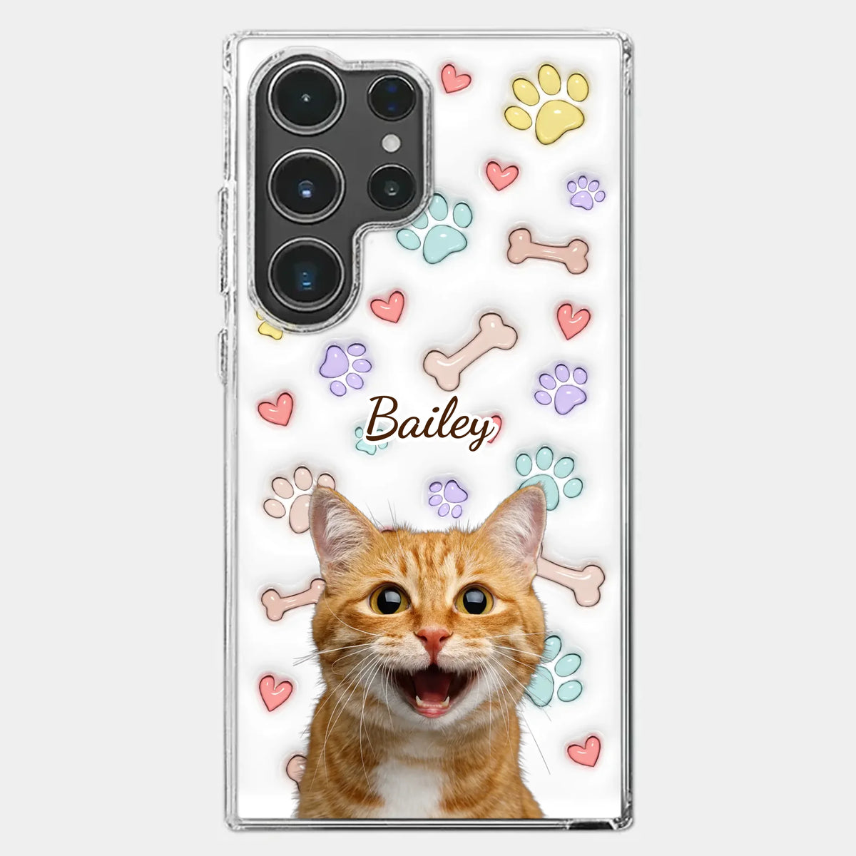 Custom Photo Keep Calm And Pet A Cat - Dog & Cat Personalized Custom 3D Inflated Effect Printed Clear Phone Case - Gift For Pet Owners, Pet Lovers