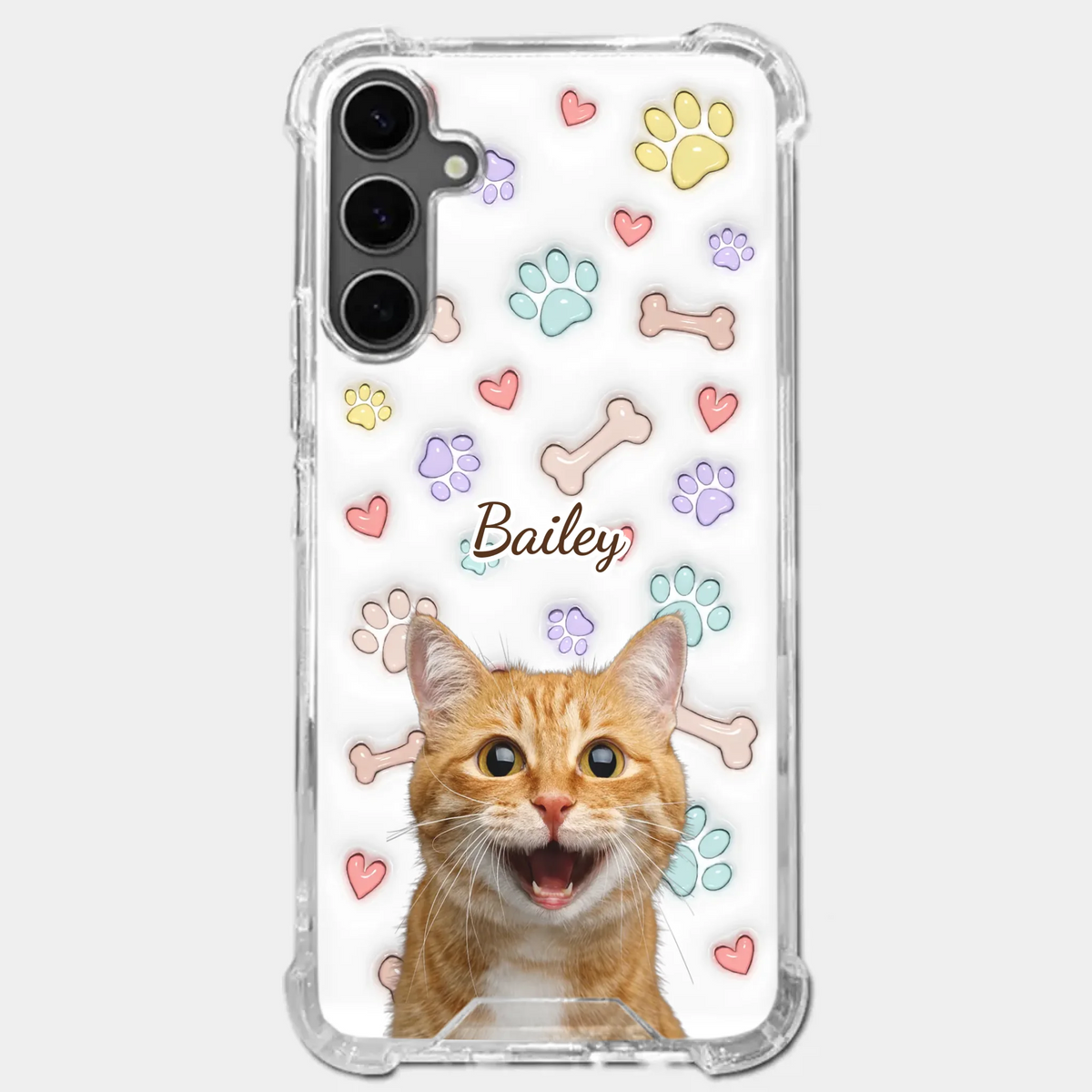 Custom Photo Keep Calm And Pet A Cat - Dog & Cat Personalized Custom 3D Inflated Effect Printed Clear Phone Case - Gift For Pet Owners, Pet Lovers