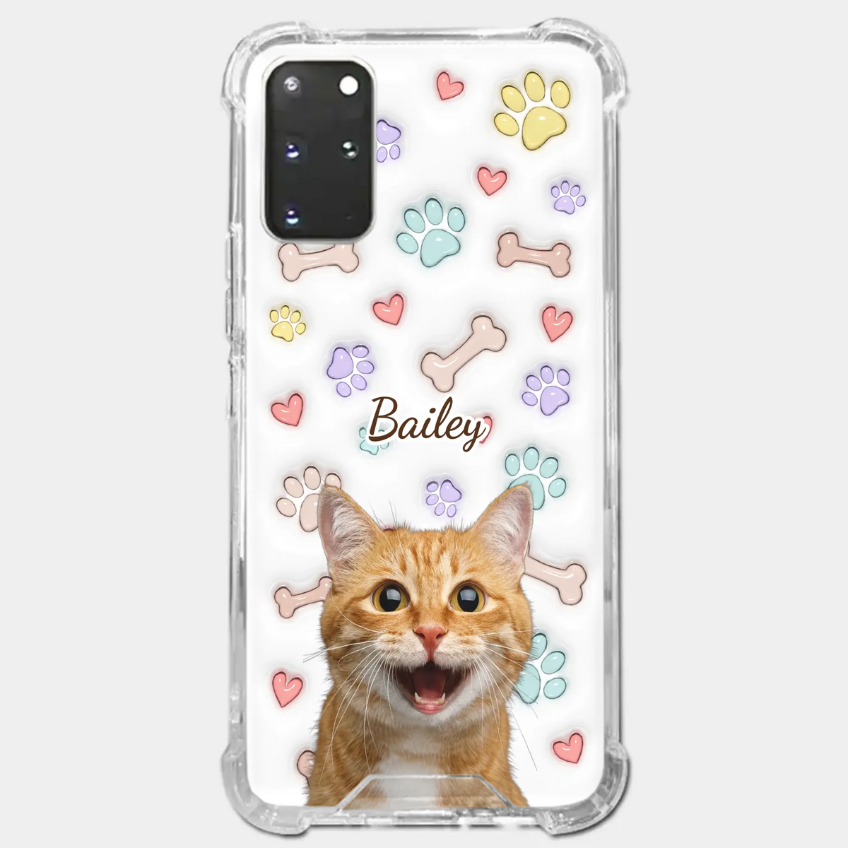 Custom Photo Keep Calm And Pet A Cat - Dog & Cat Personalized Custom 3D Inflated Effect Printed Clear Phone Case - Gift For Pet Owners, Pet Lovers