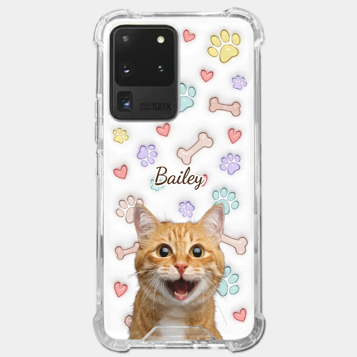 Custom Photo Keep Calm And Pet A Cat - Dog & Cat Personalized Custom 3D Inflated Effect Printed Clear Phone Case - Gift For Pet Owners, Pet Lovers