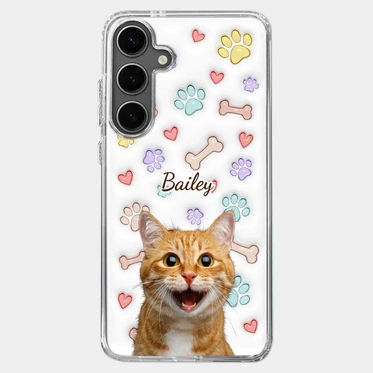 Custom Photo Keep Calm And Pet A Cat - Dog & Cat Personalized Custom 3D Inflated Effect Printed Clear Phone Case - Gift For Pet Owners, Pet Lovers