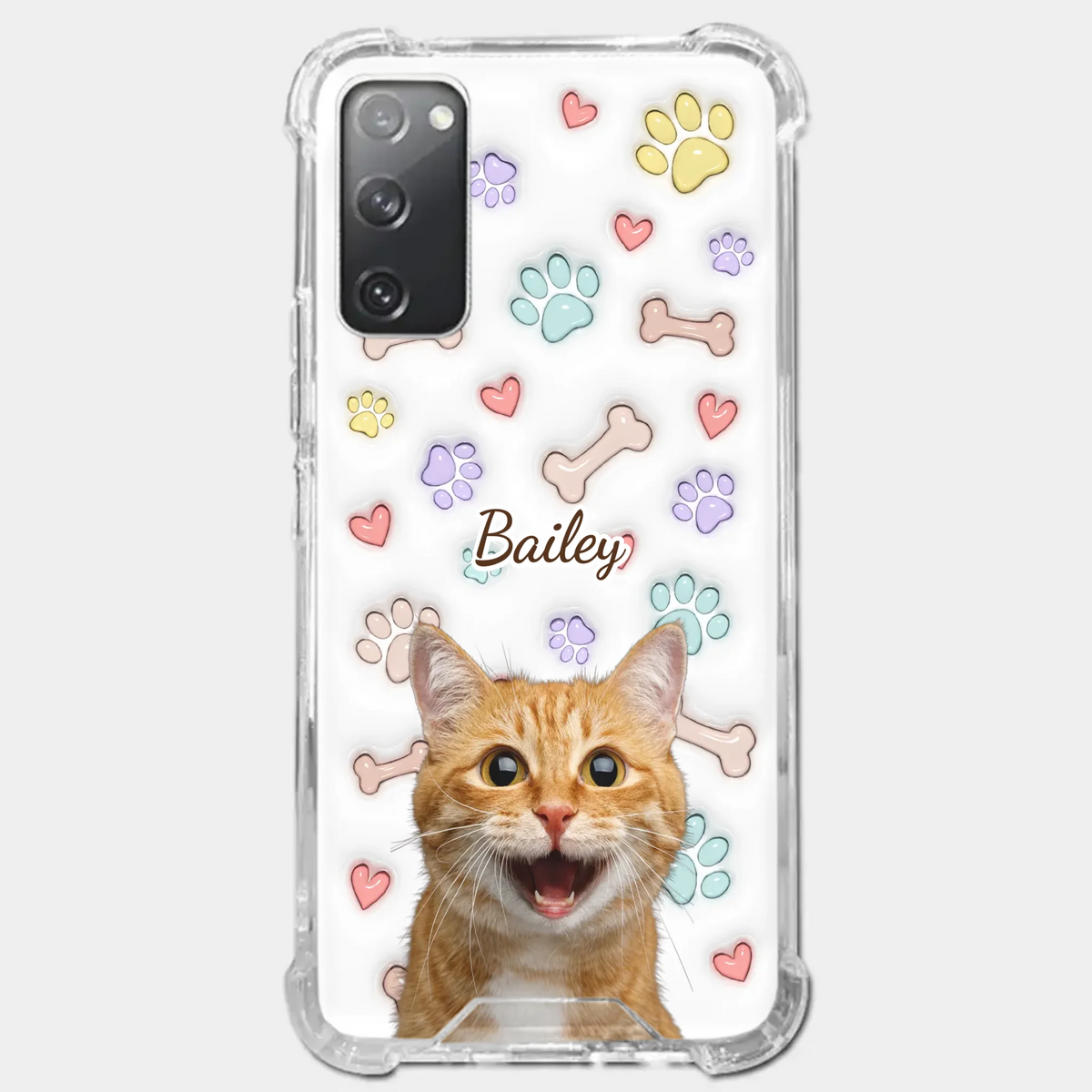 Custom Photo Keep Calm And Pet A Cat - Dog & Cat Personalized Custom 3D Inflated Effect Printed Clear Phone Case - Gift For Pet Owners, Pet Lovers