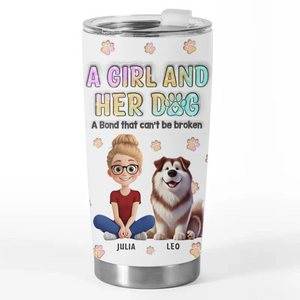 Fur-Ever Together, A Girl & Her Dogs - Dog Personalized Custom 3D Inflated Effect Printed Tumbler - Gift For Pet Owners, Pet Lovers