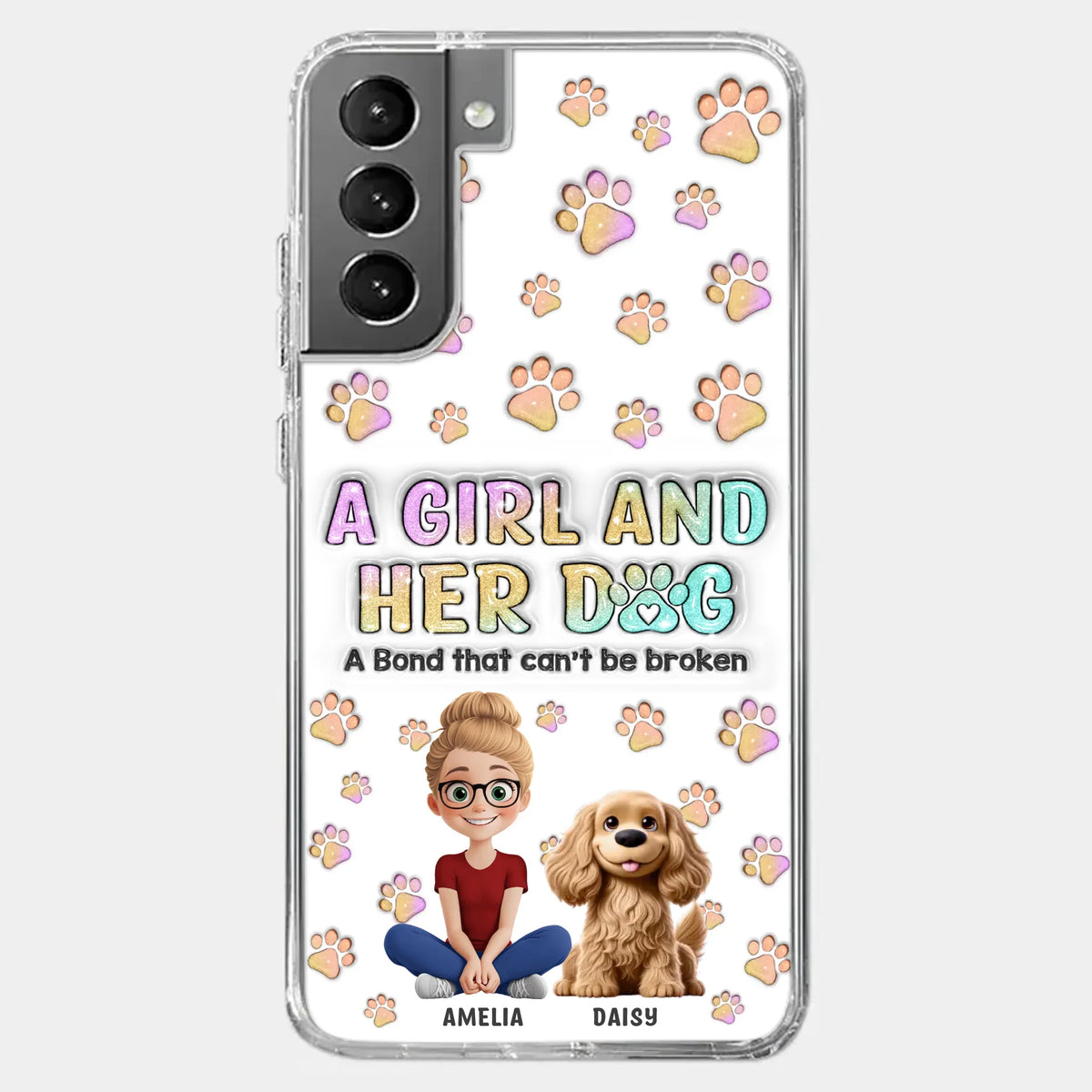 Paws, Love & Unbreakable Bonds - Dog Personalized Custom 3D Inflated Effect Printed Clear Phone Case - Gift For Pet Owners, Pet Lovers