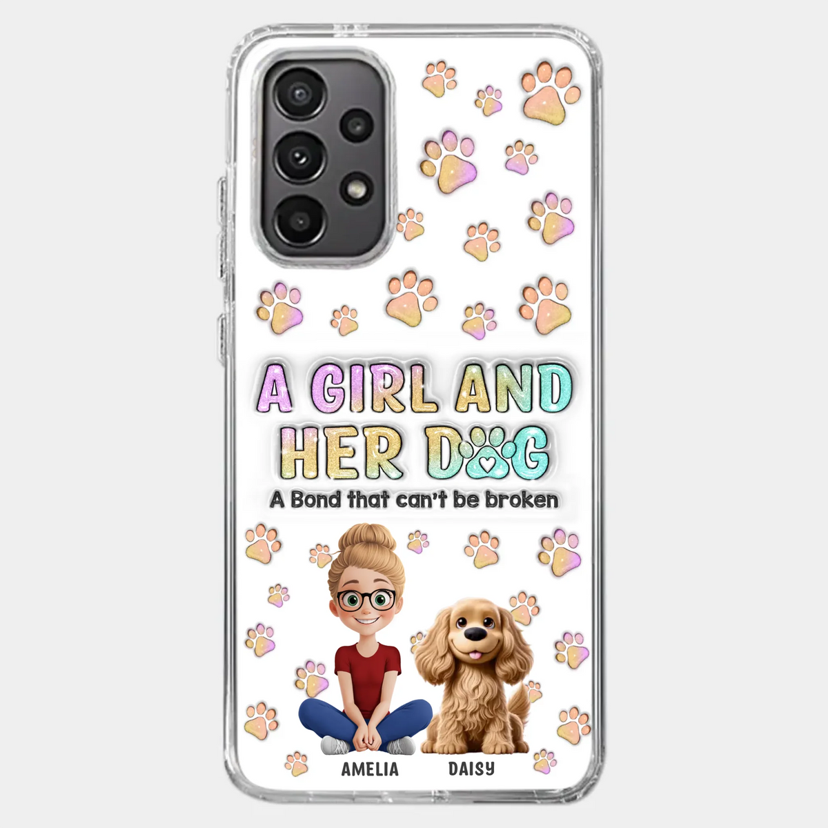 Paws, Love & Unbreakable Bonds - Dog Personalized Custom 3D Inflated Effect Printed Clear Phone Case - Gift For Pet Owners, Pet Lovers