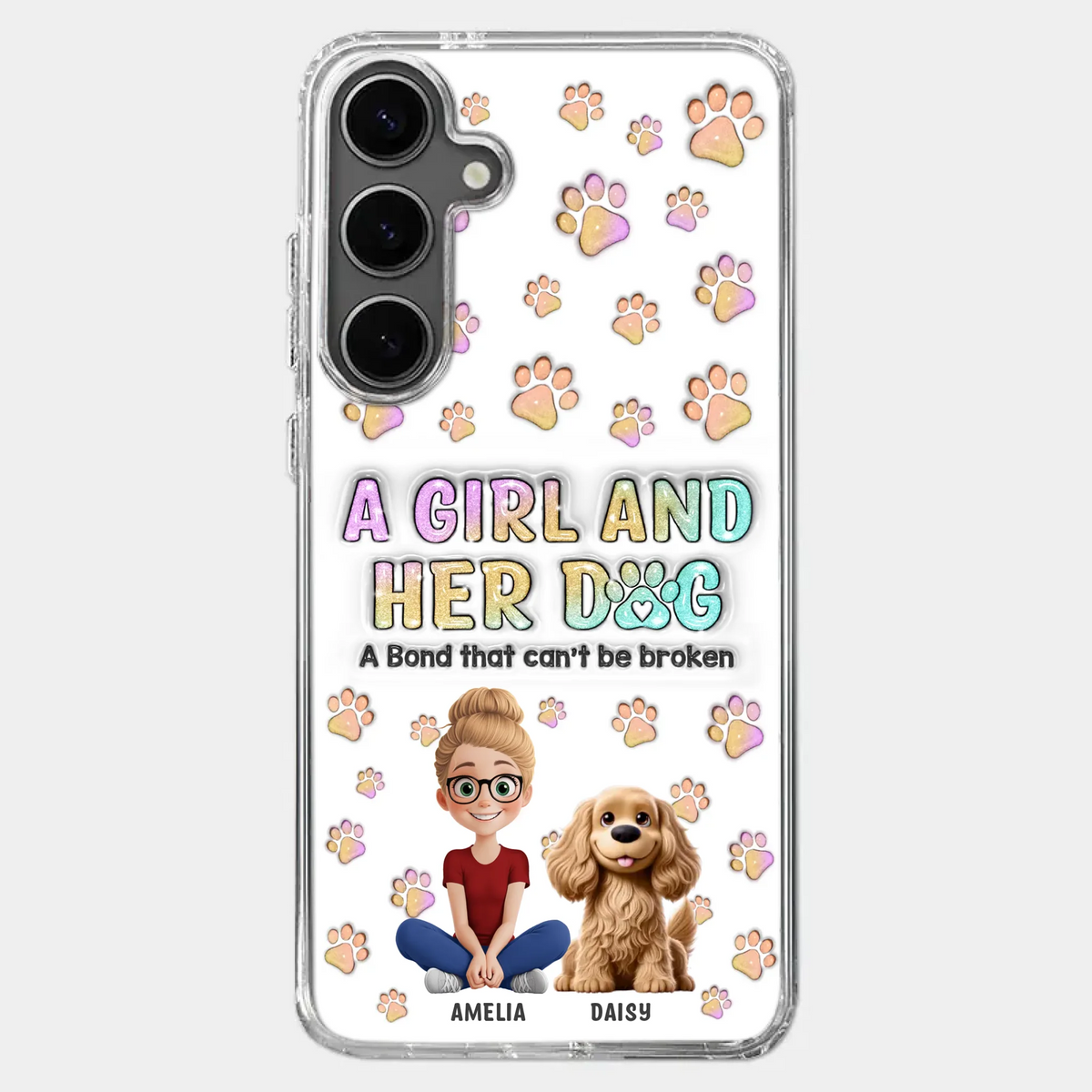 Paws, Love & Unbreakable Bonds - Dog Personalized Custom 3D Inflated Effect Printed Clear Phone Case - Gift For Pet Owners, Pet Lovers