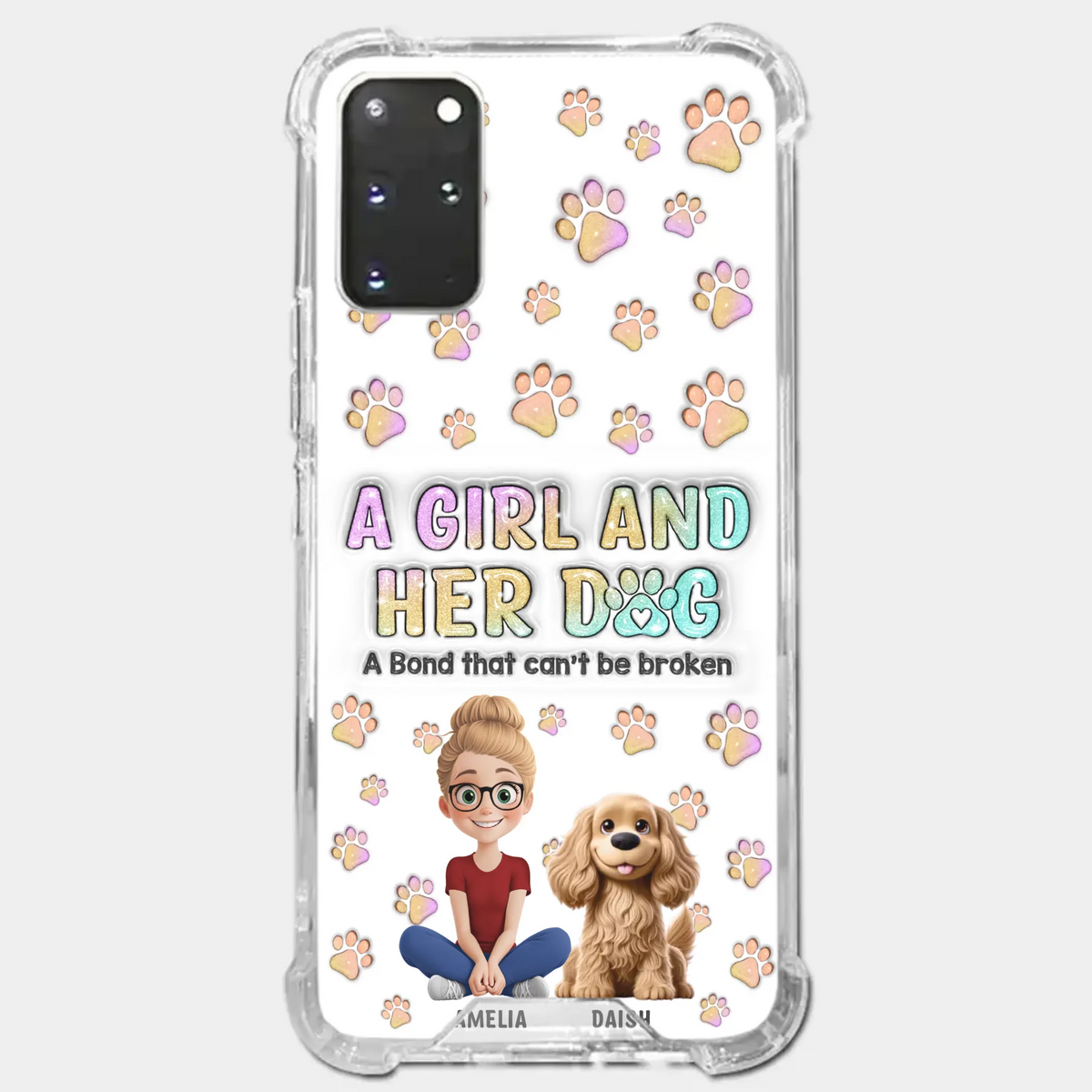 Paws, Love & Unbreakable Bonds - Dog Personalized Custom 3D Inflated Effect Printed Clear Phone Case - Gift For Pet Owners, Pet Lovers