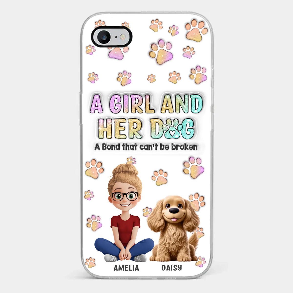 Paws, Love & Unbreakable Bonds - Dog Personalized Custom 3D Inflated Effect Printed Clear Phone Case - Gift For Pet Owners, Pet Lovers